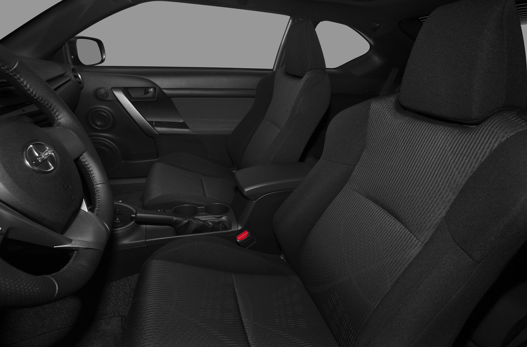 Front interior with fabric seats and center console details