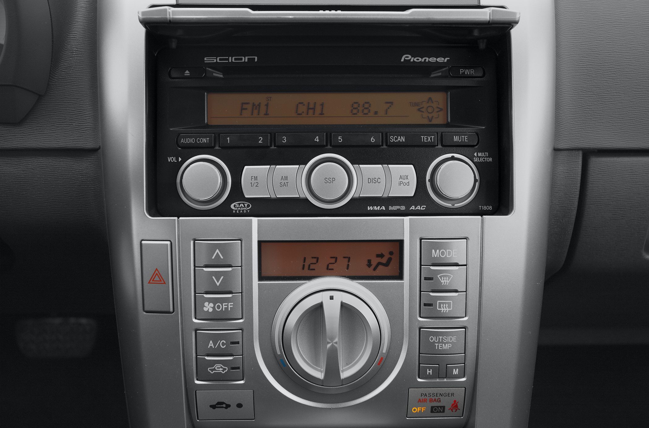 Car stereo and climate control panel with digital display