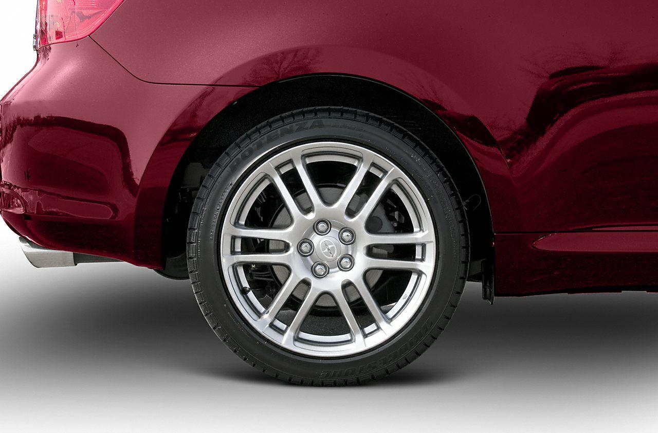 Alloy wheel and red rear side panel close-up