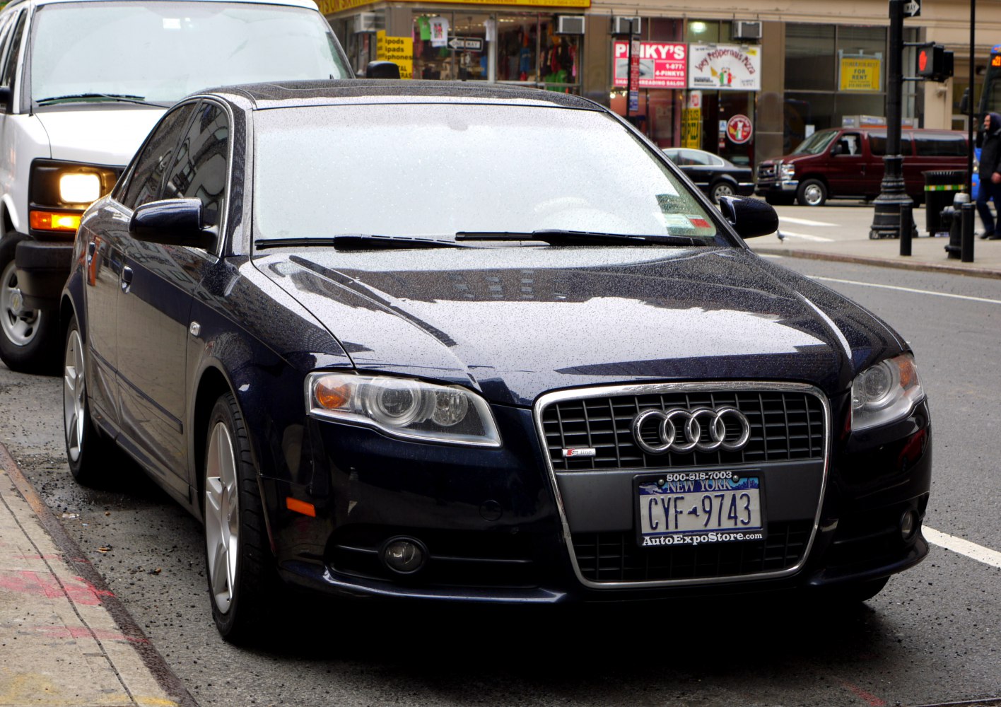 Front view with grille and headlights