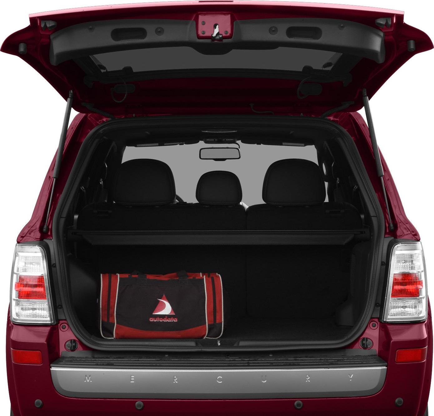 Open trunk with spacious cargo area and rear seats visible