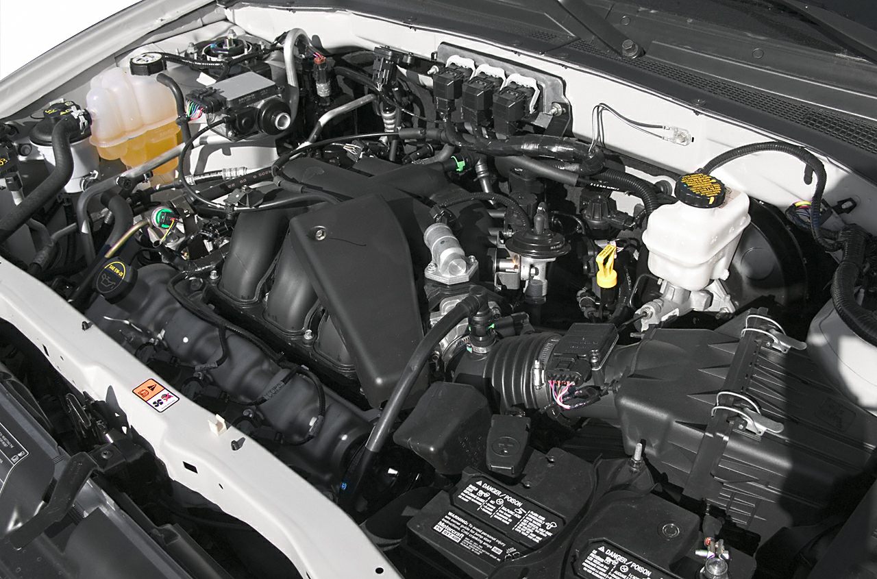 Detailed engine bay with intake manifold and fluid reservoirs