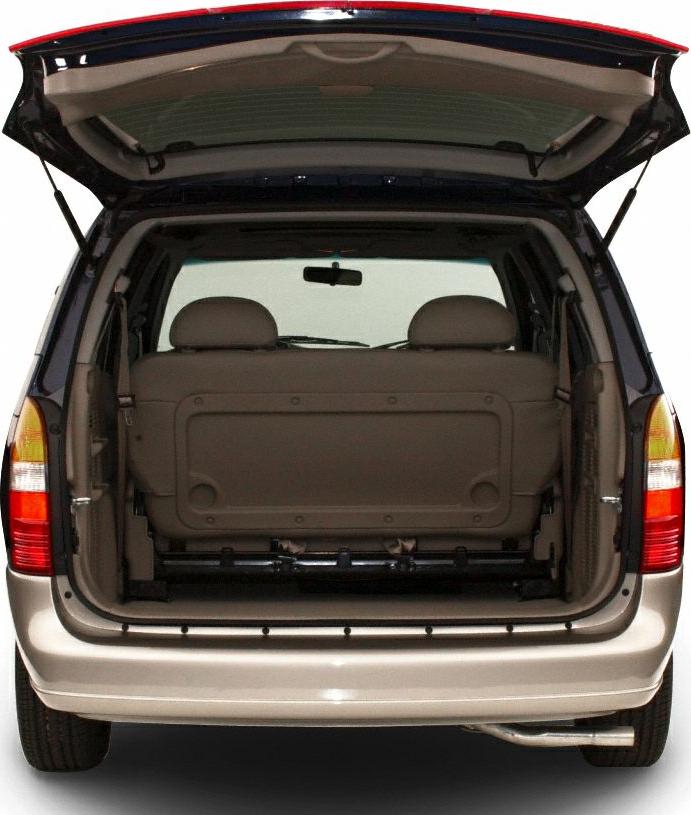 Open rear cargo space with back seats in a minivan