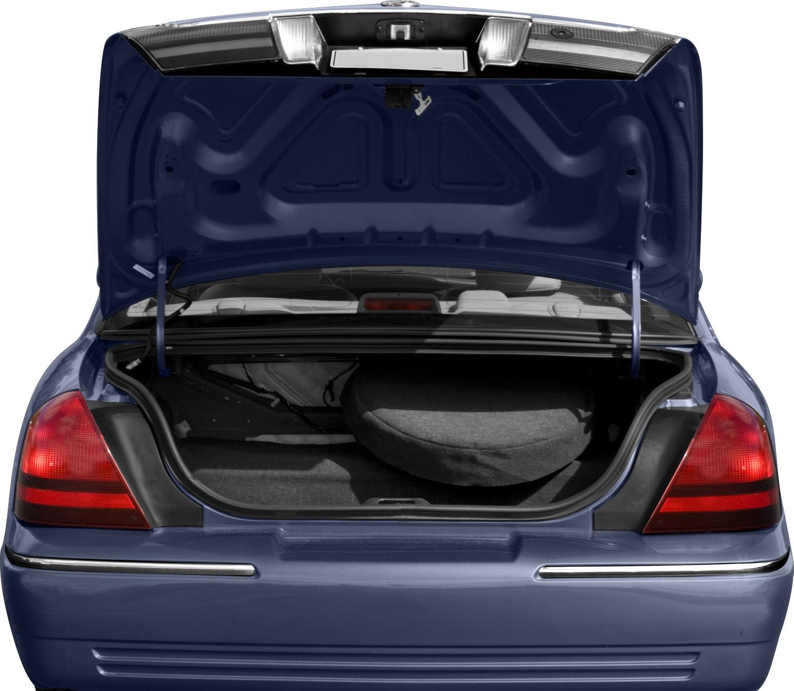 Open rear trunk with trunk interior and tail lights
