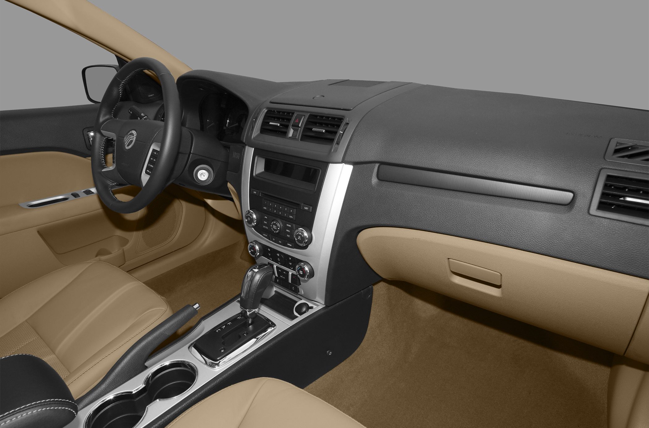 Dashboard and center console of a facelift sedan interior