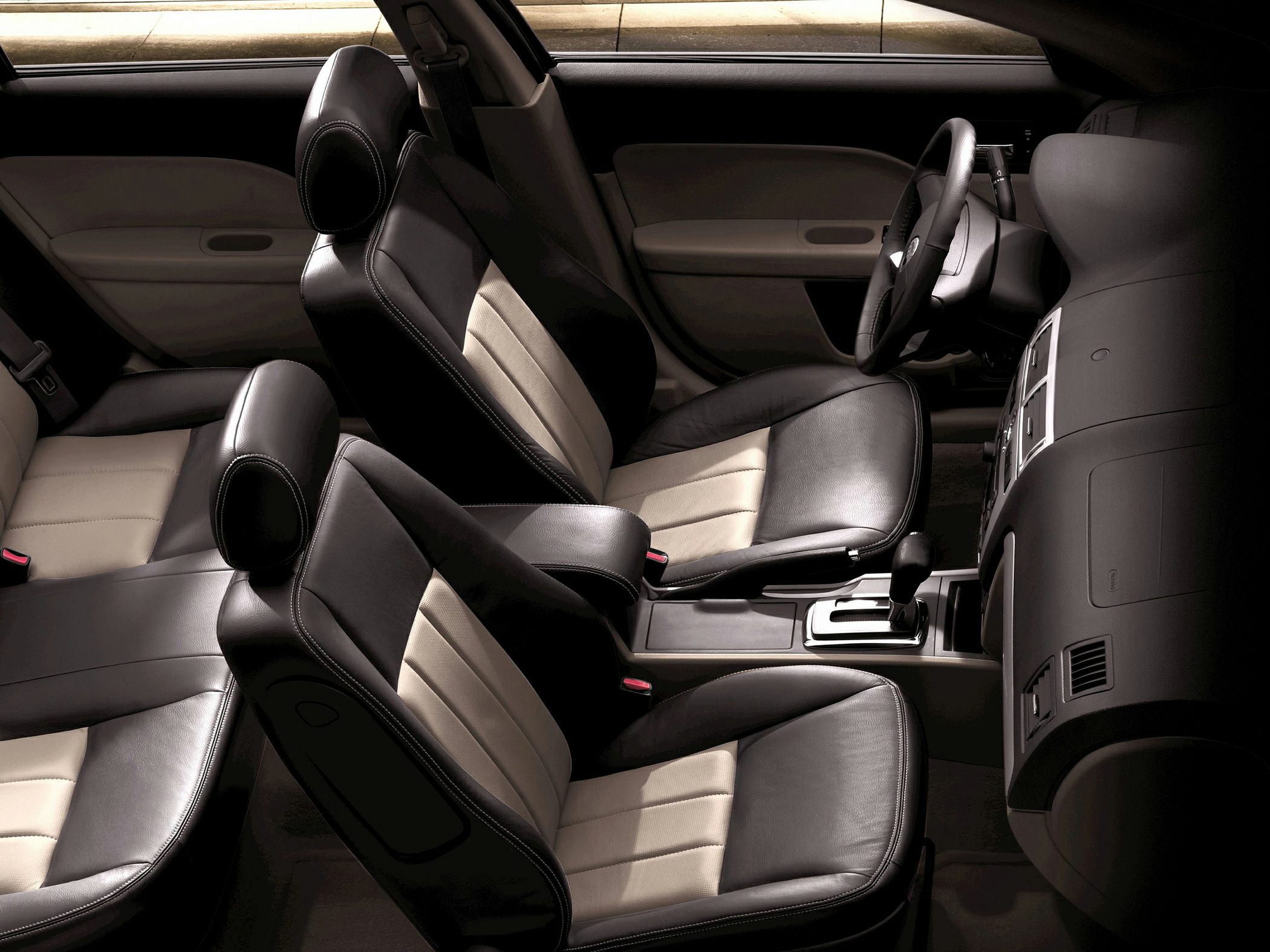 Leather two-tone seats and modern dashboard interior design