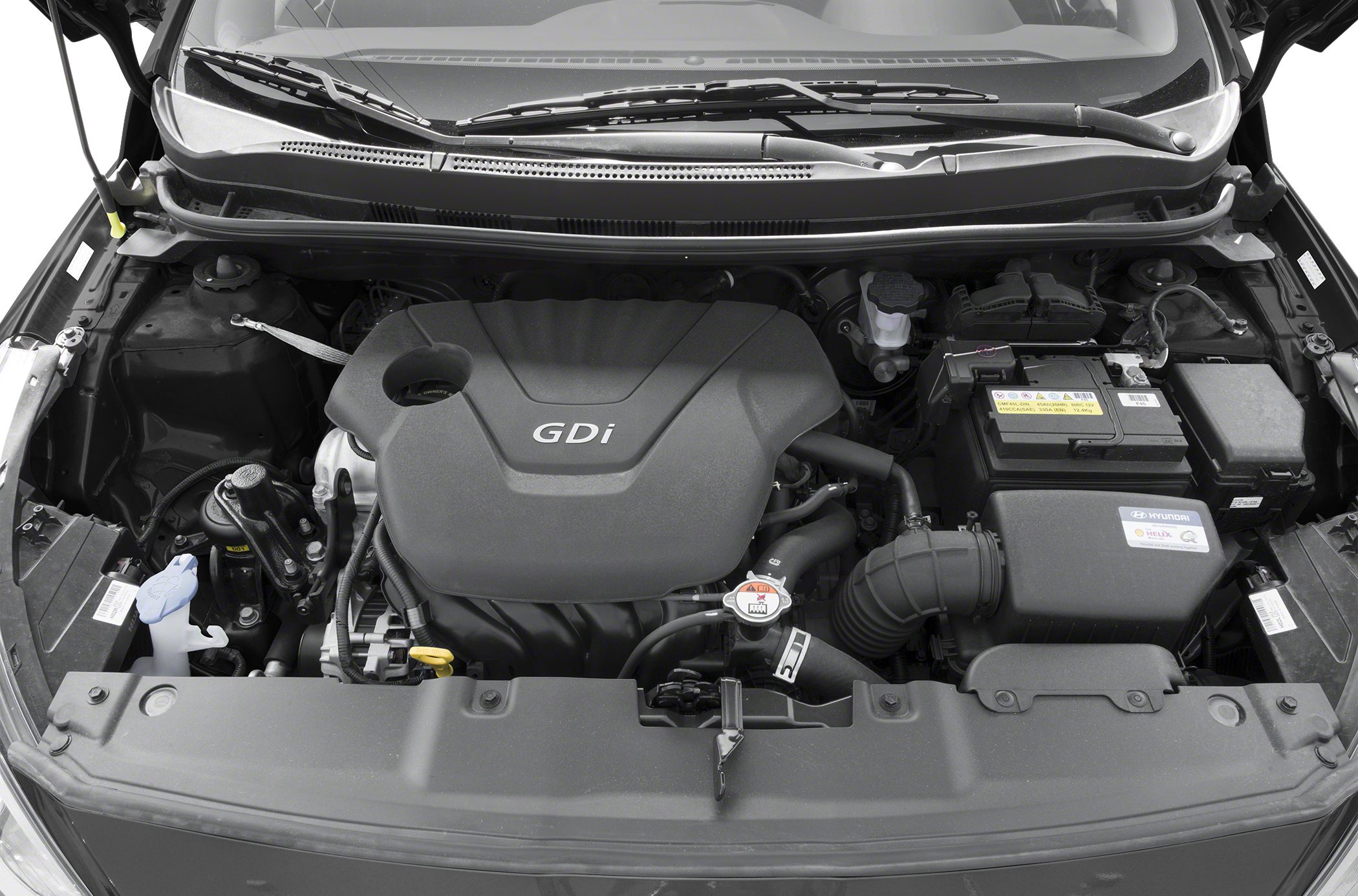 Engine bay with GDi engine cover and components