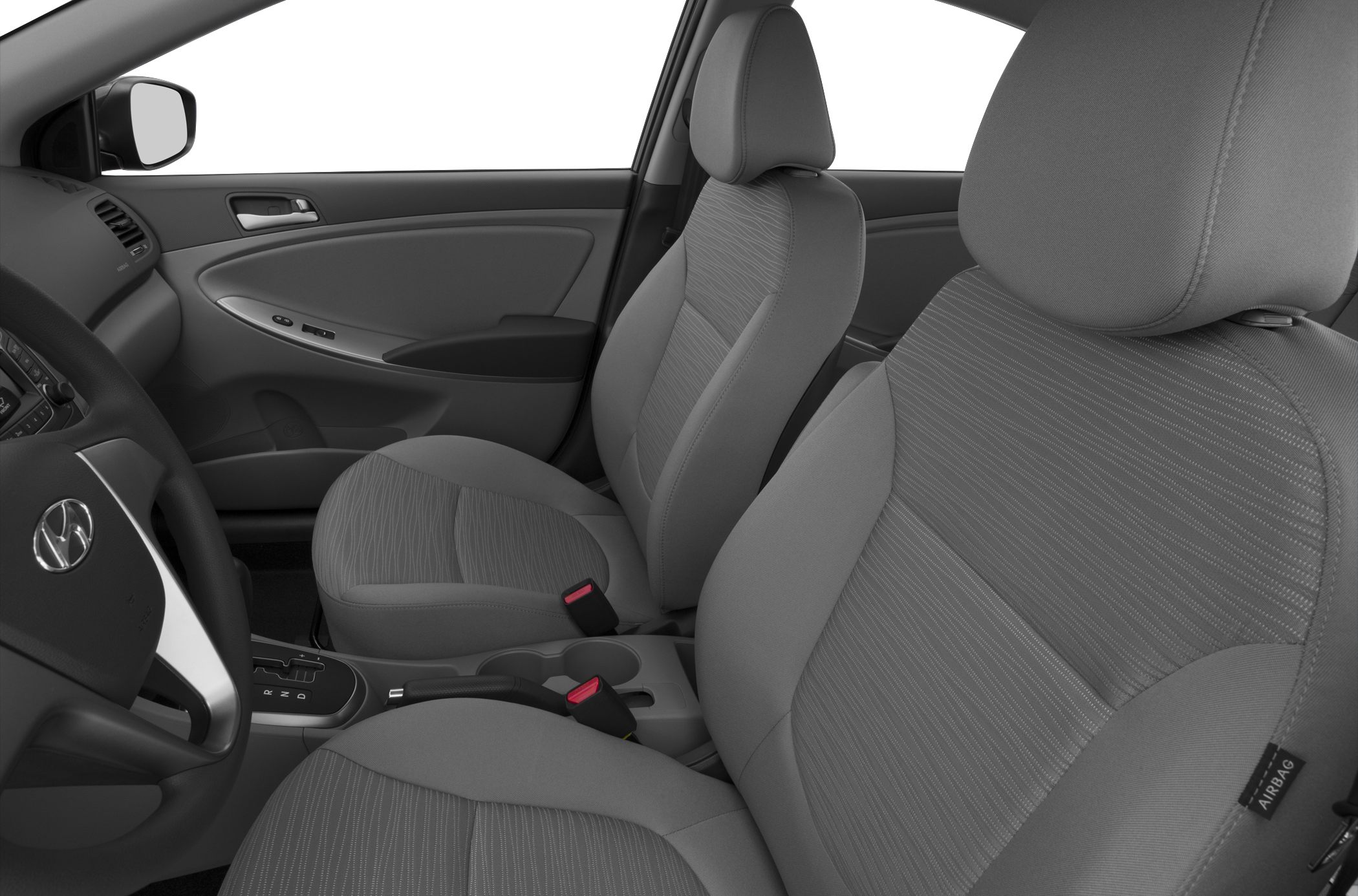 Interior with fabric seats and automatic transmission gearshift