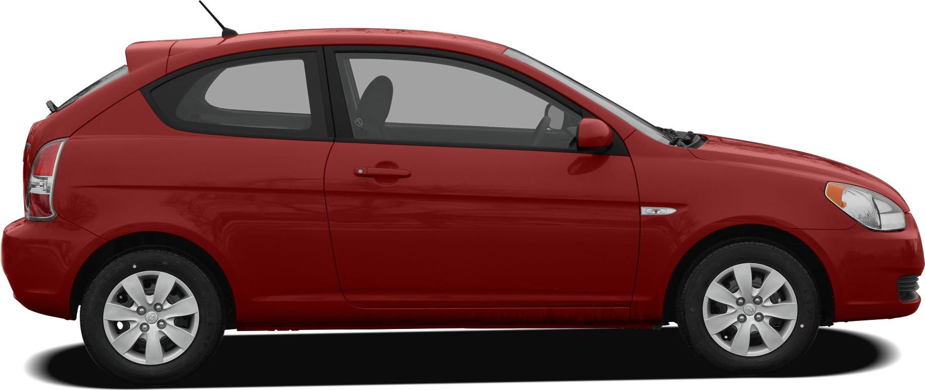 Red compact hatchback side view with detailed wheels