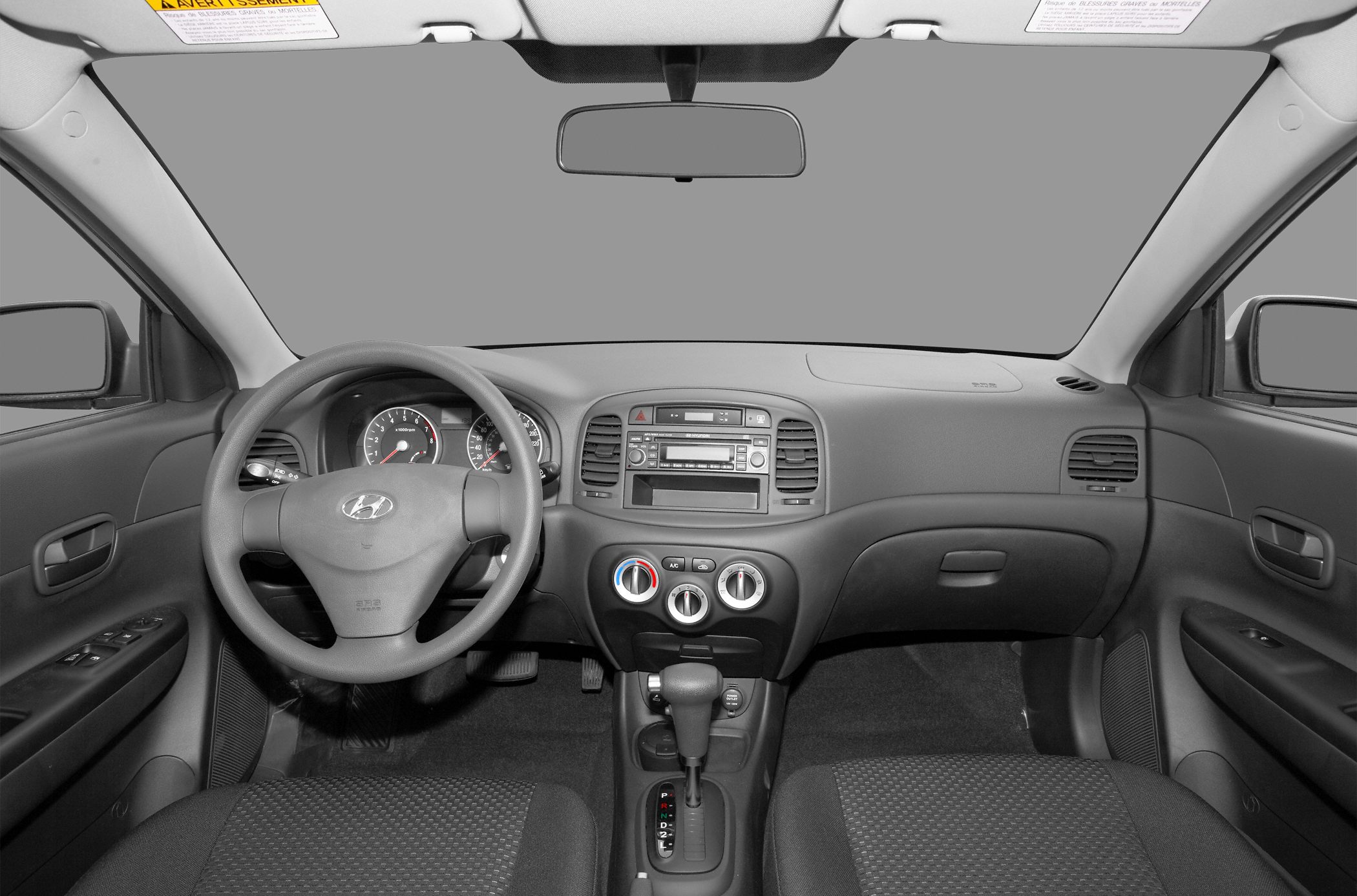Dashboard and steering wheel interior with automatic transmission