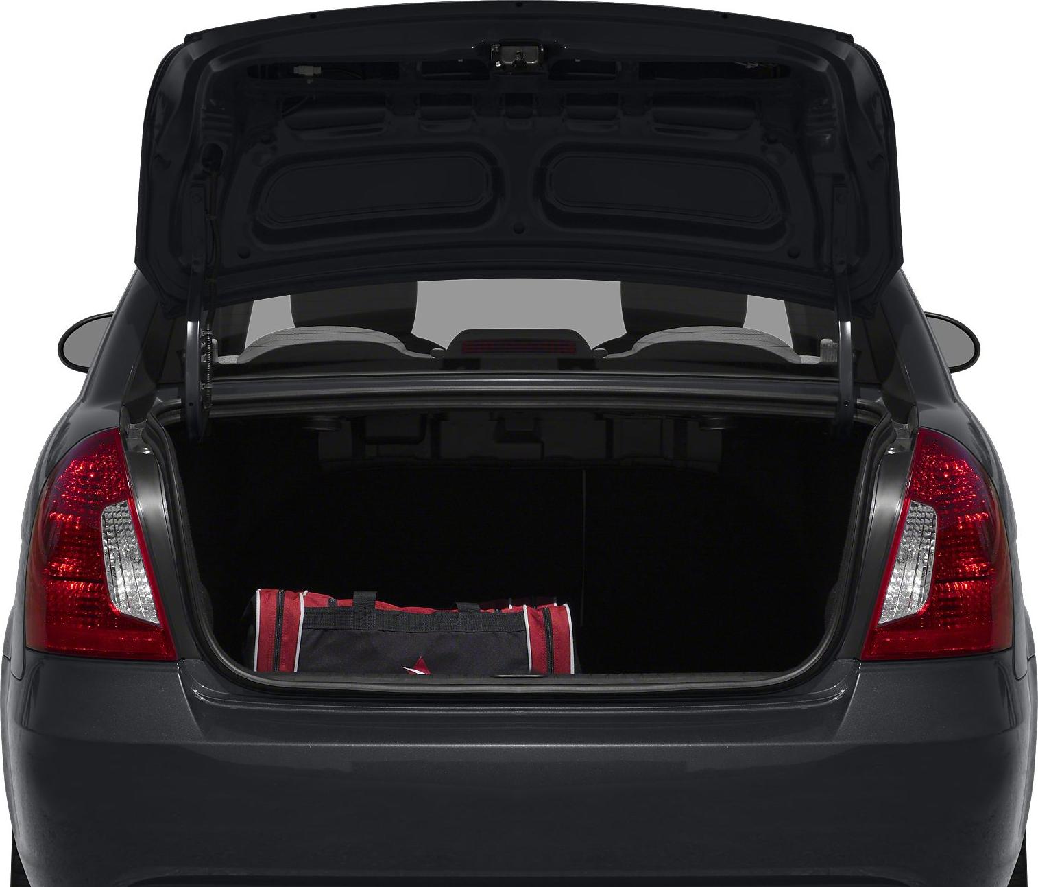 Open trunk with sports bag inside and visible rear lights.