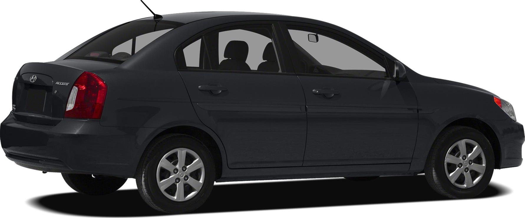 Side and rear view of a compact sedan with four doors and alloy wheels