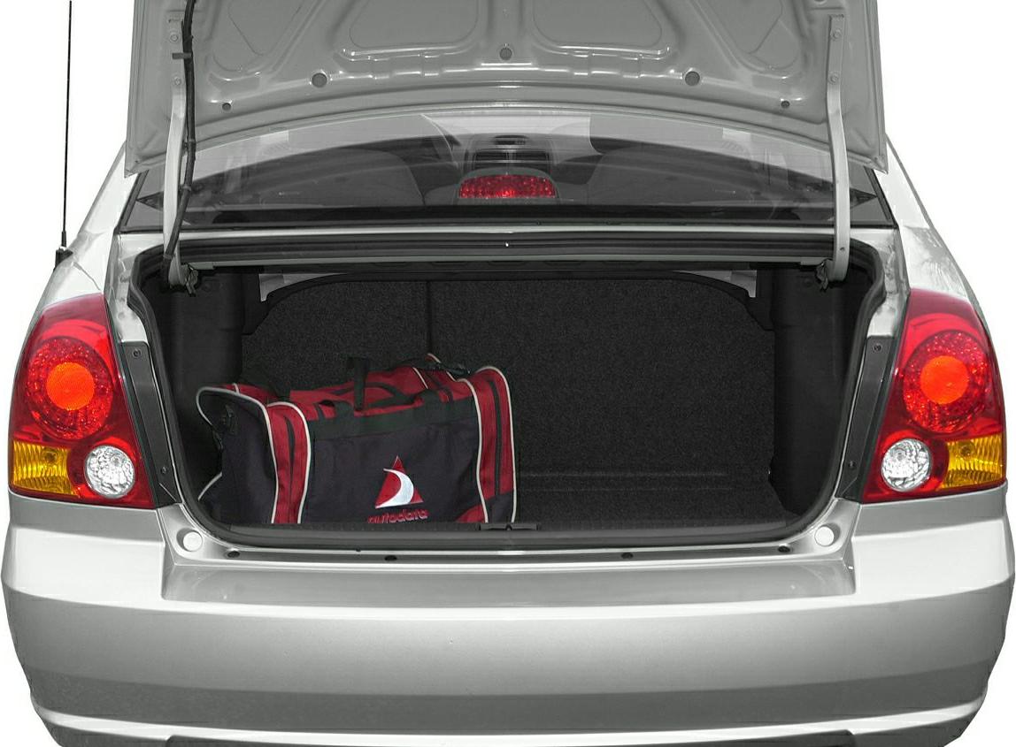 Open trunk with red and black sports bag inside
