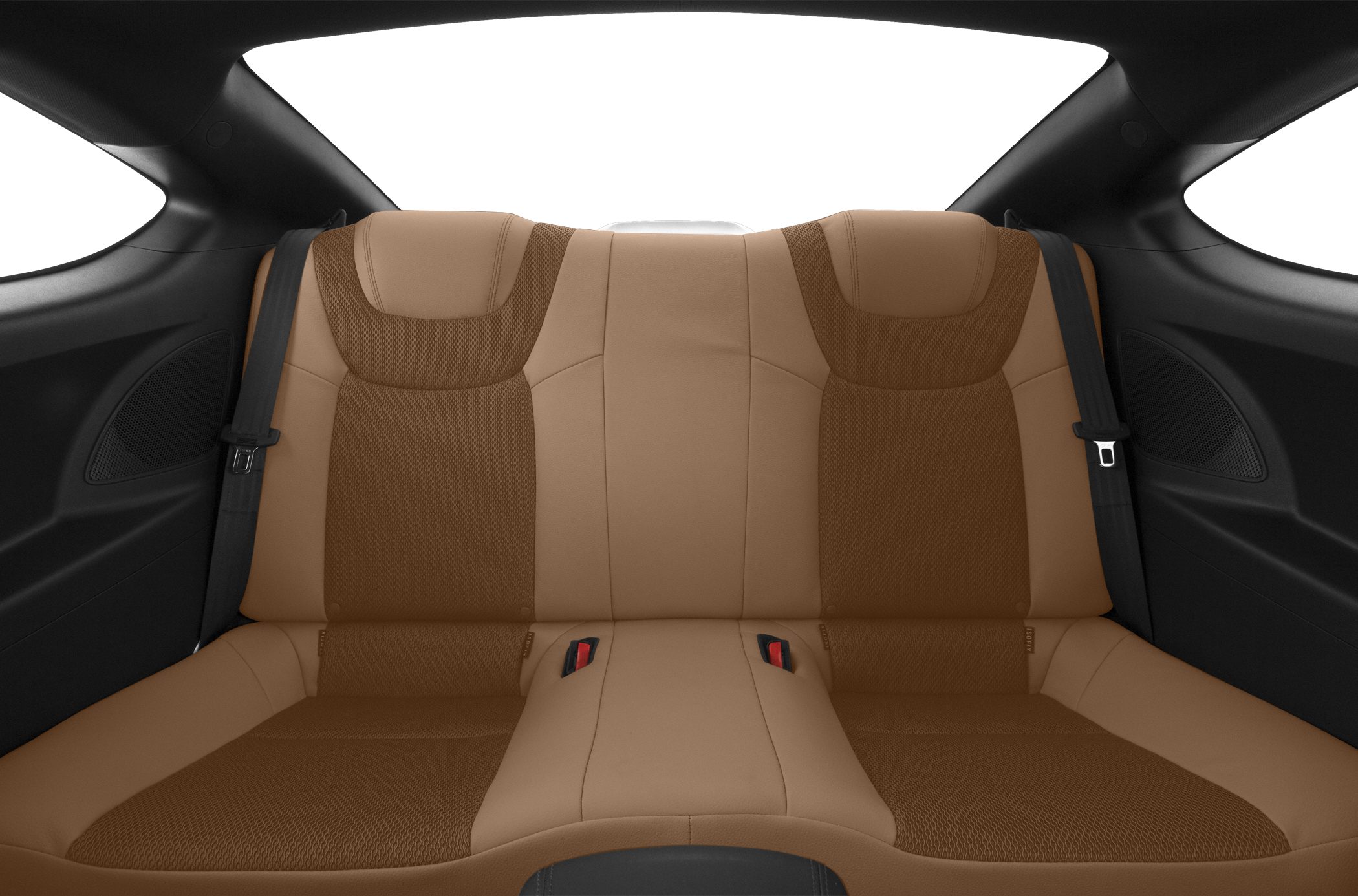 Rear seat with leather upholstery and seatbelts
