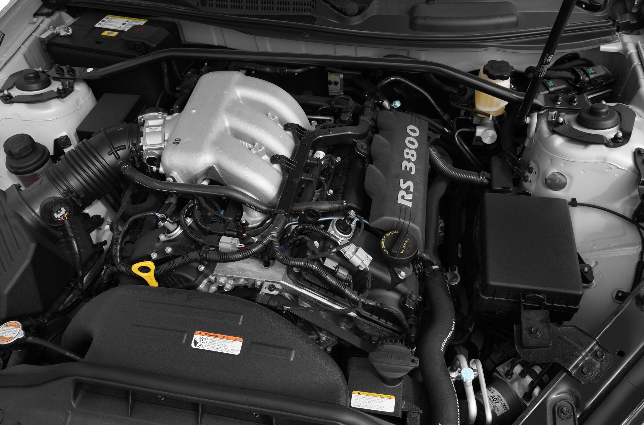 Close-up of RS 3800 engine with detailed components and wiring