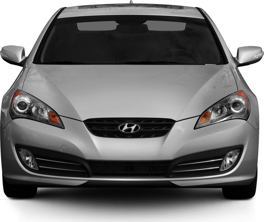 Front view with grille and headlights of a sport coupe
