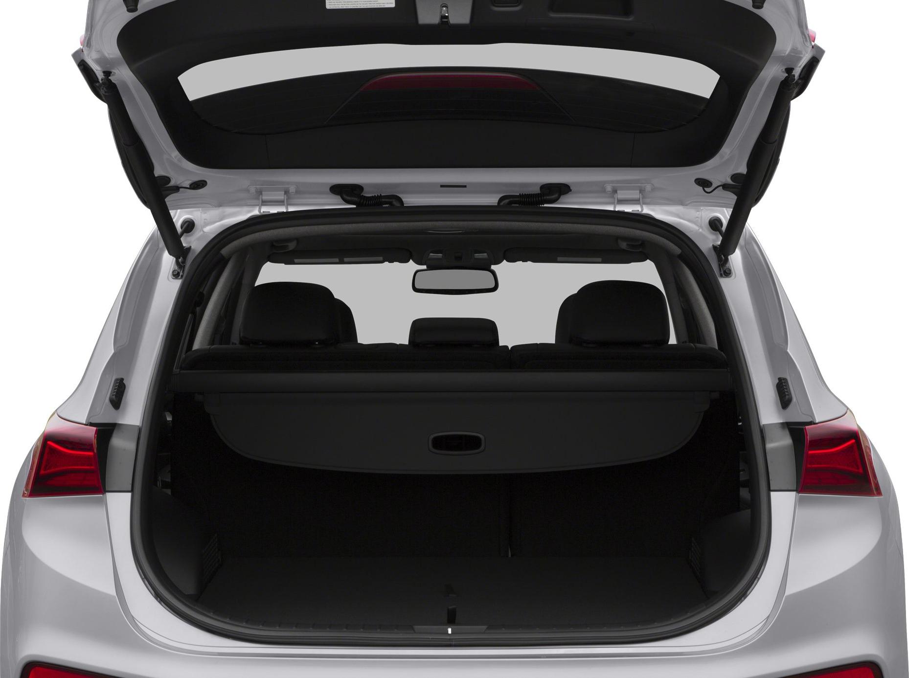 Rear cargo space with open hatch and visible rear seats