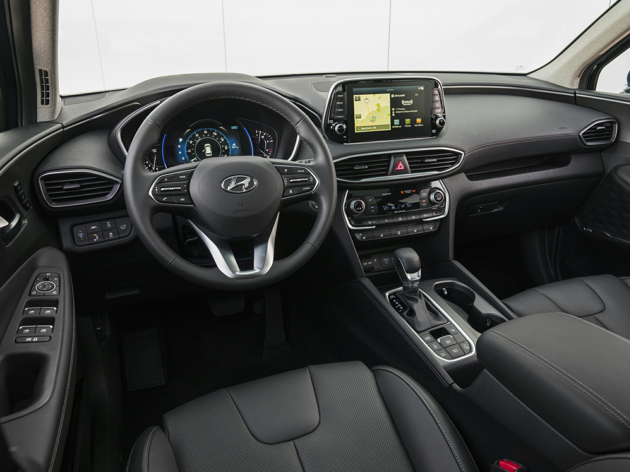 Modern SUV interior with digital dashboard and central touchscreen display