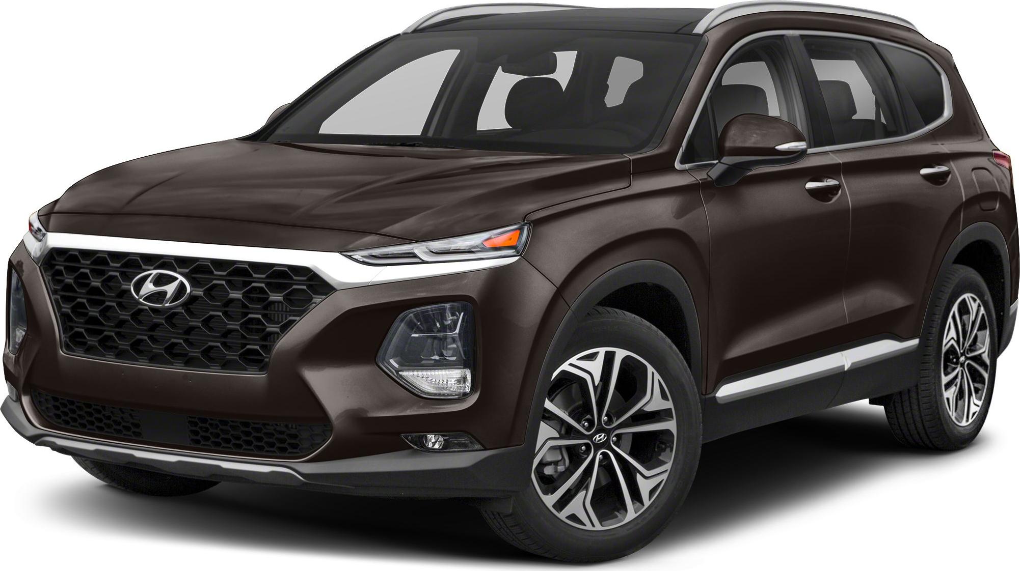 Front and side view of brown SUV with distinctive grille and alloy wheels