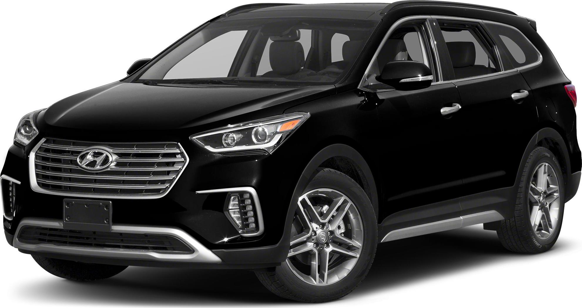 Front view of black SUV with modern headlights and grille