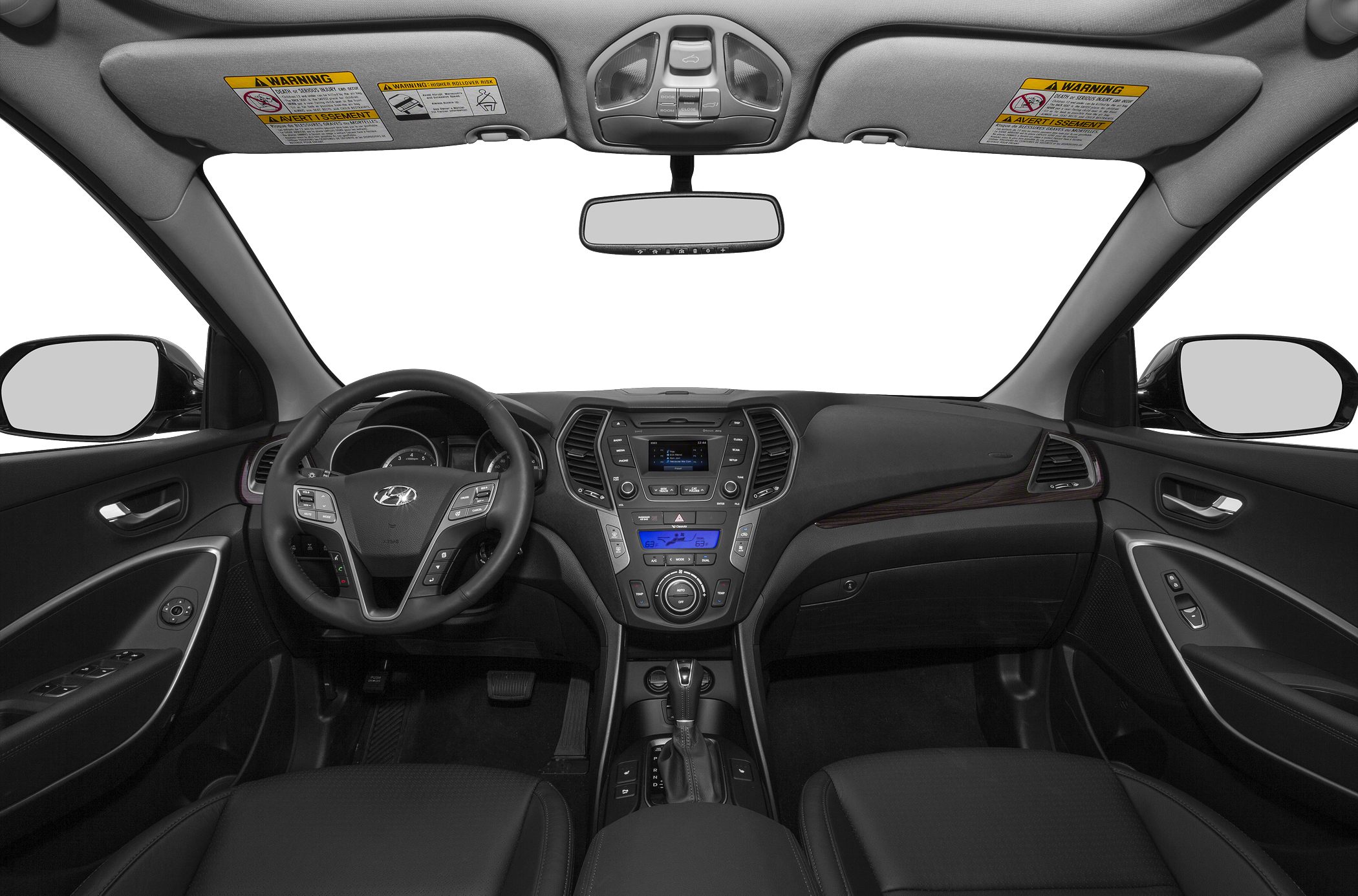 Dashboard and steering wheel with center console and controls