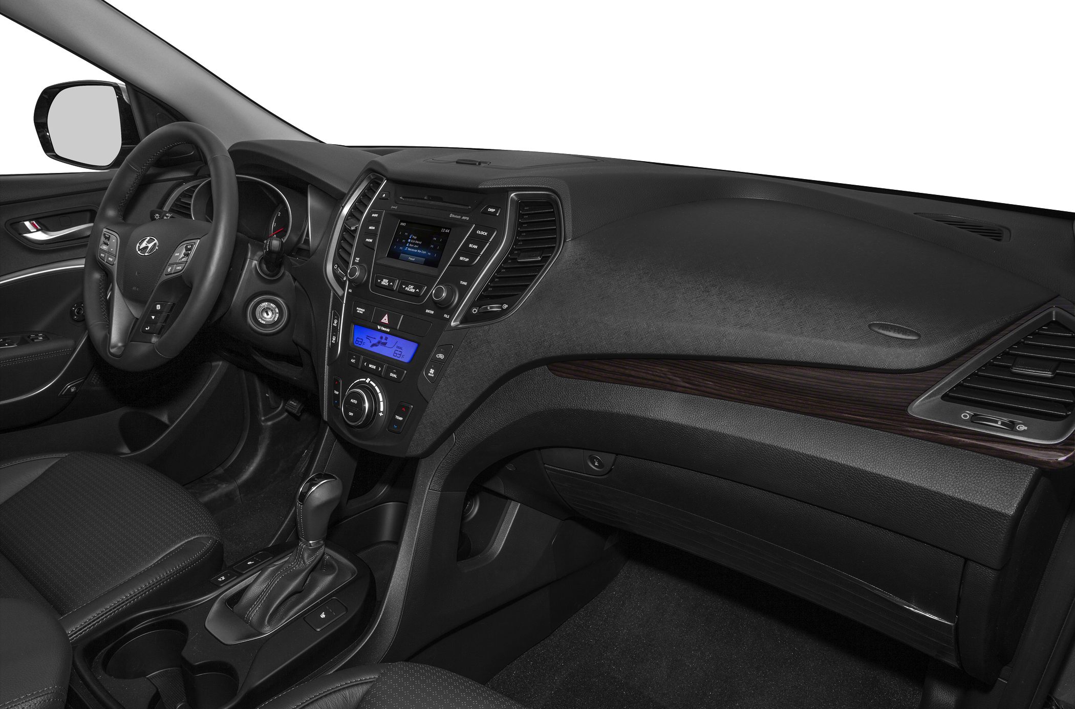Dashboard, steering wheel controls, center console with infotainment