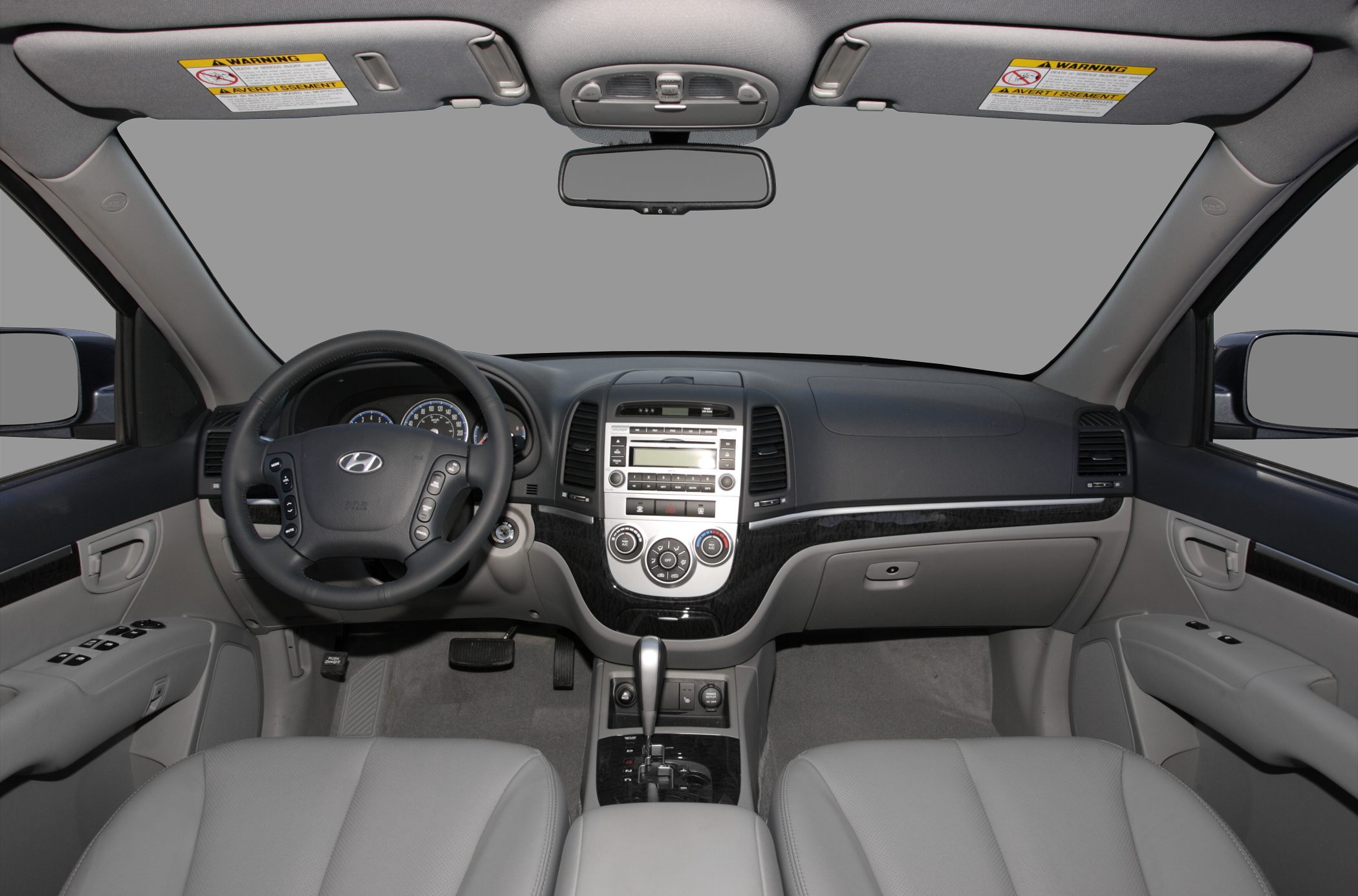 Dashboard and steering wheel of a car interior