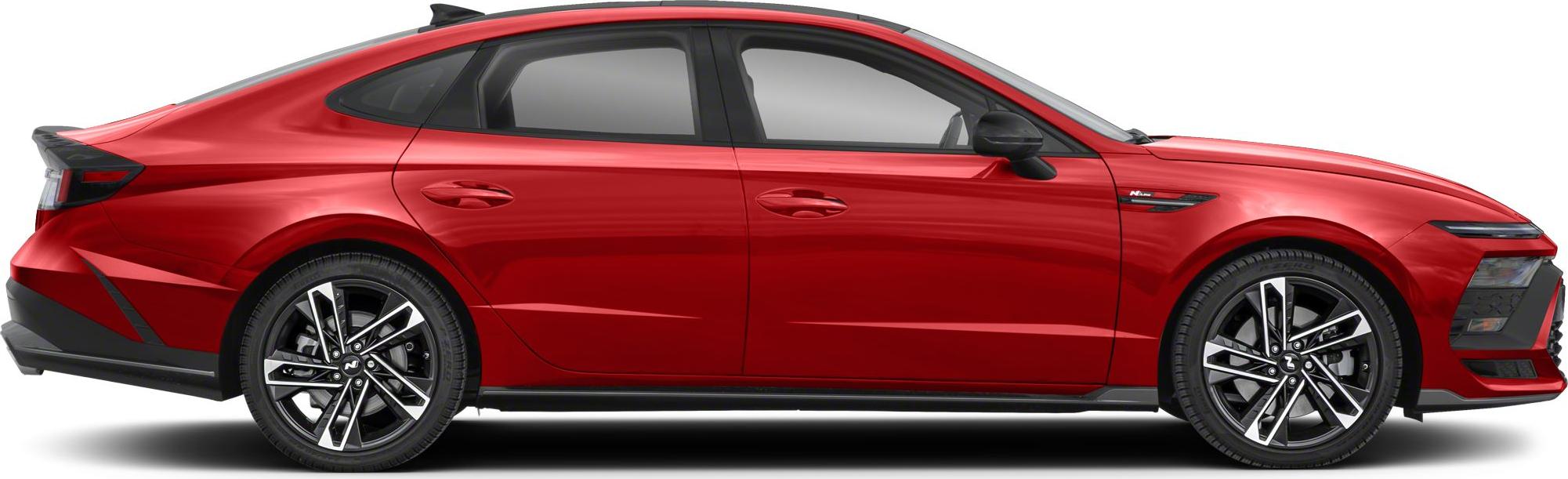Side profile of sleek sedan with aerodynamic lines and sporty alloy wheels