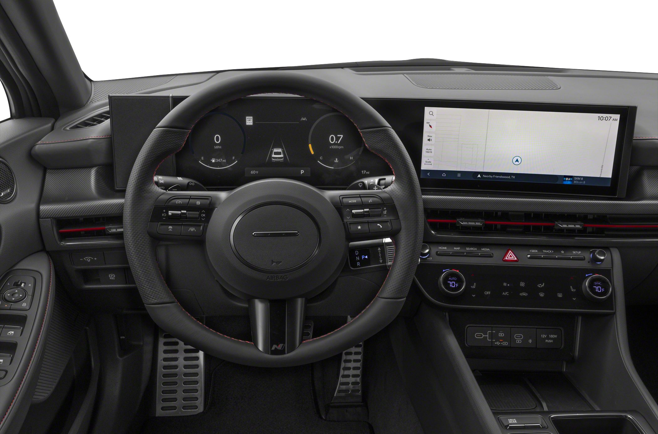Digital instrument cluster and large touchscreen infotainment in a modern car interior