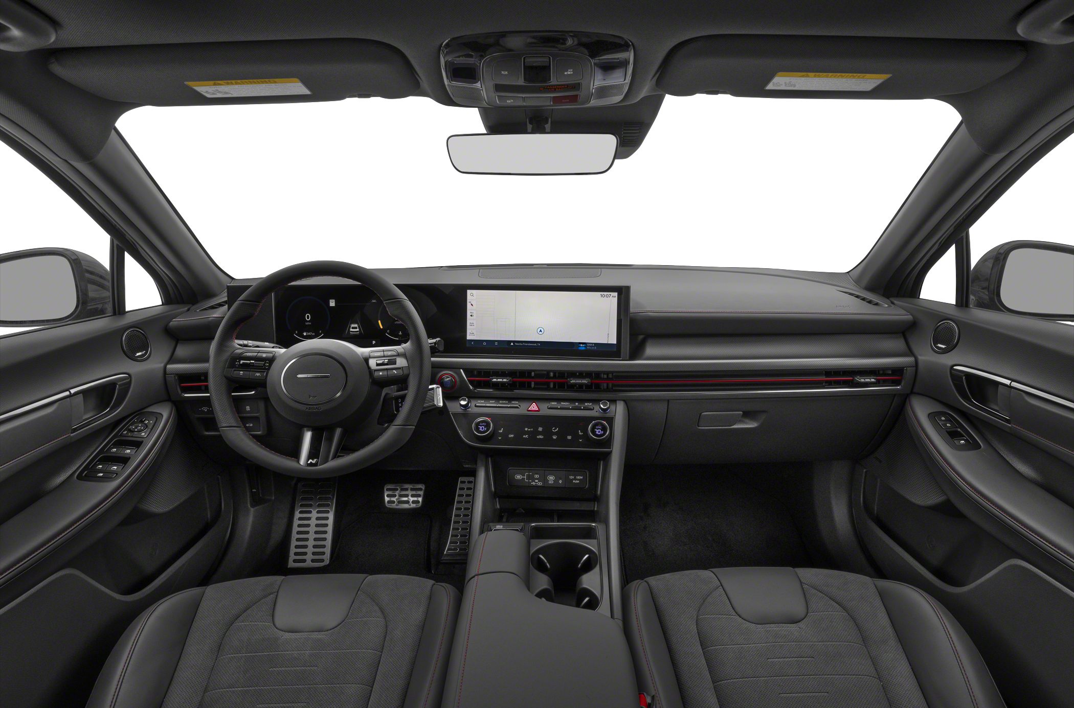 Digital instrument cluster and touchscreen infotainment with ergonomic steering wheel