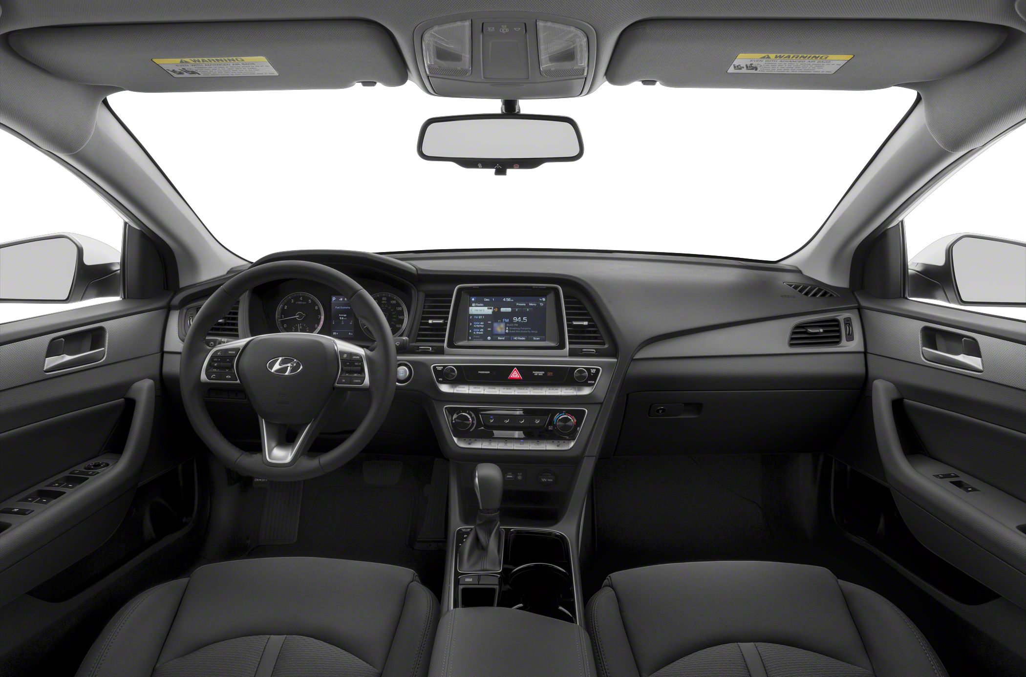Interior dashboard with touchscreen infotainment and ergonomic controls