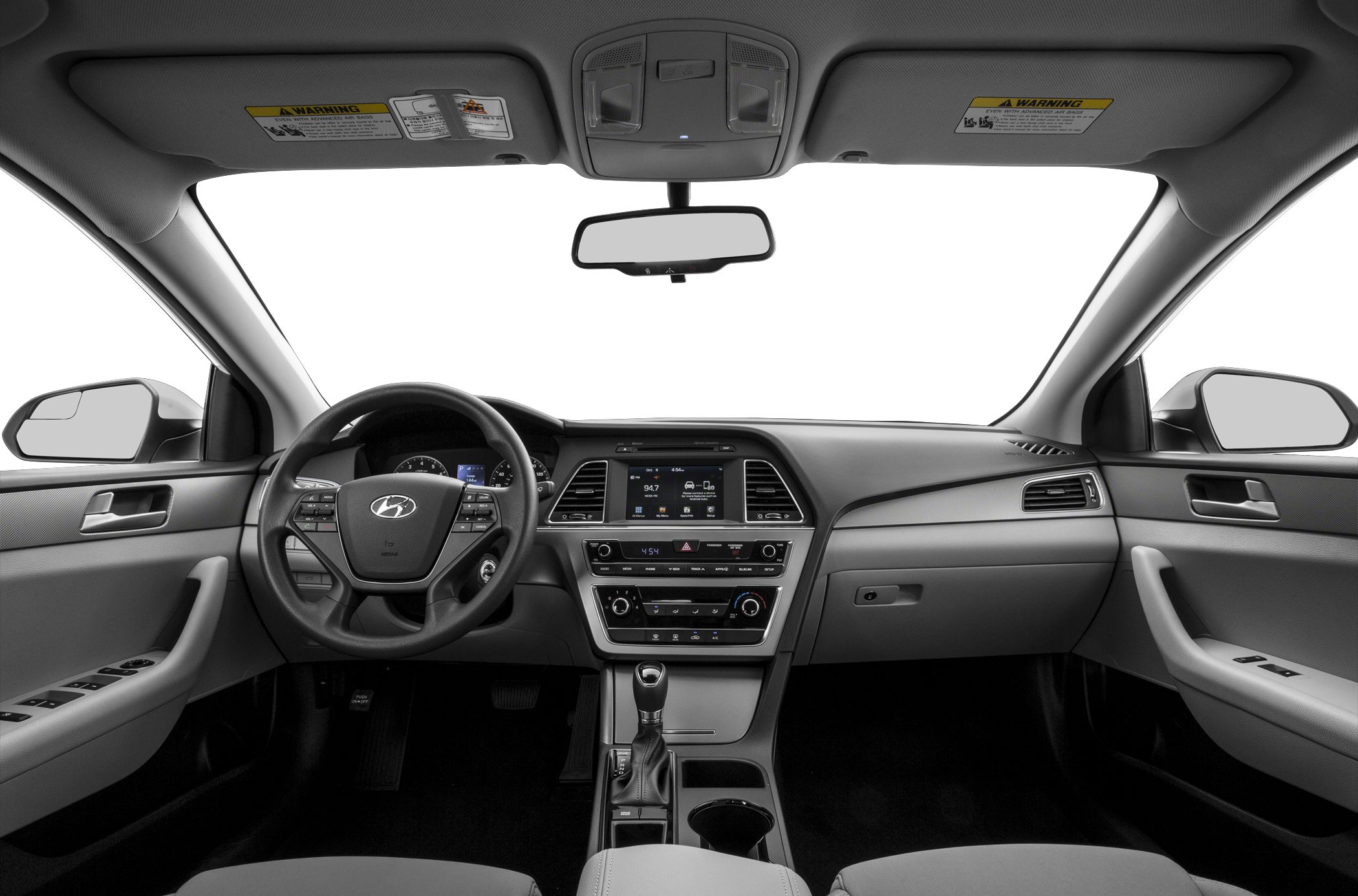 Interior dashboard and steering wheel with center console and multimedia display