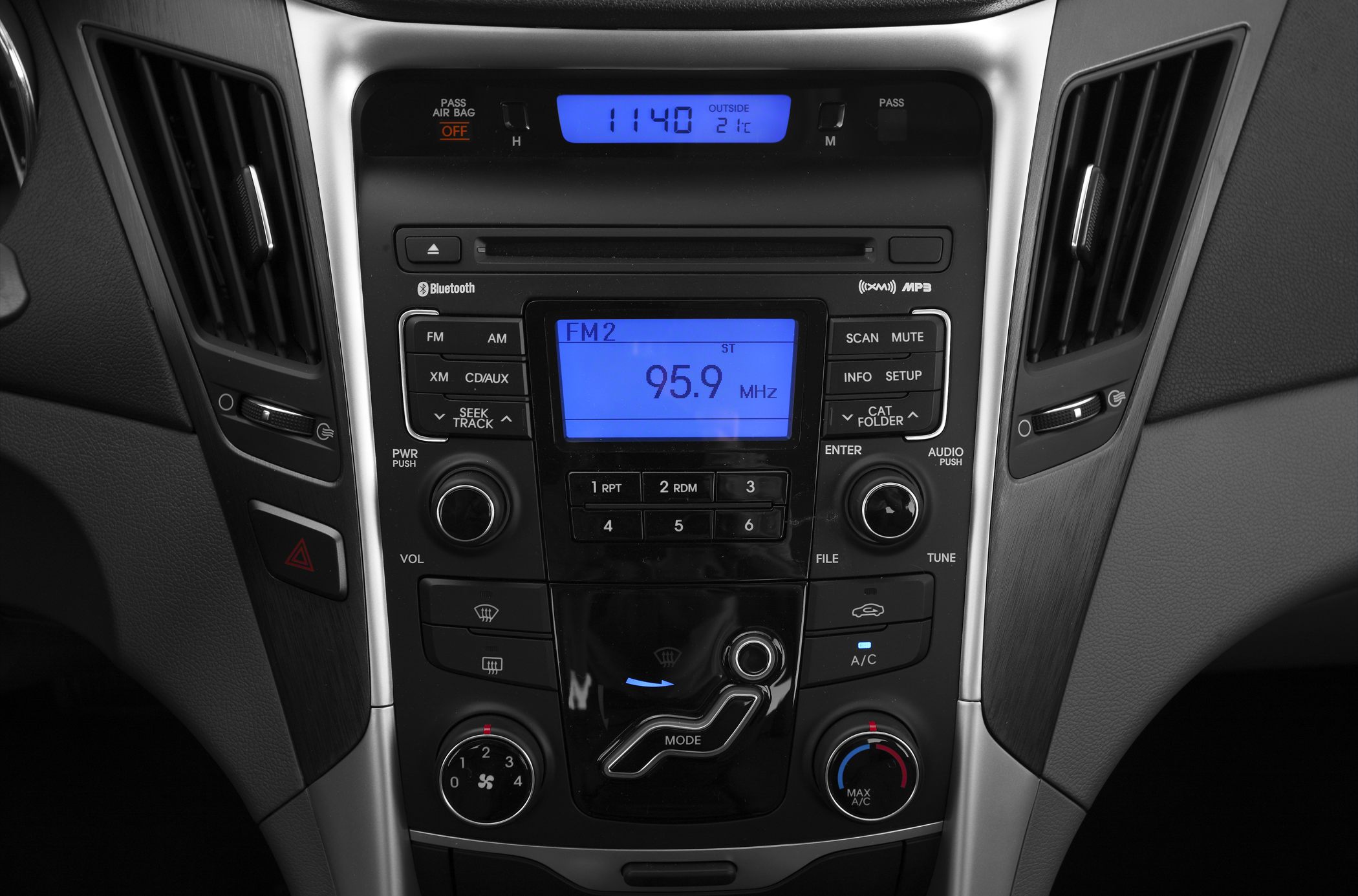 Car center console with multimedia system and climate control