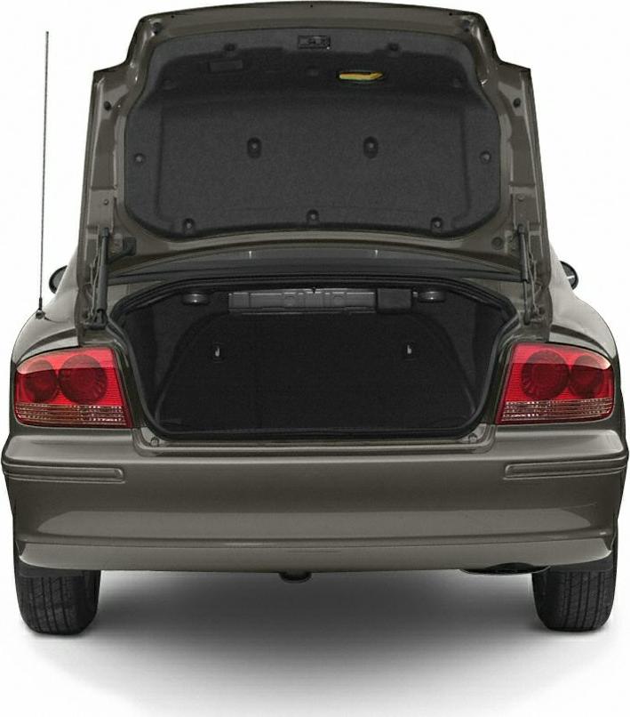 Open trunk rear view with red circular tail lights and clean bumper
