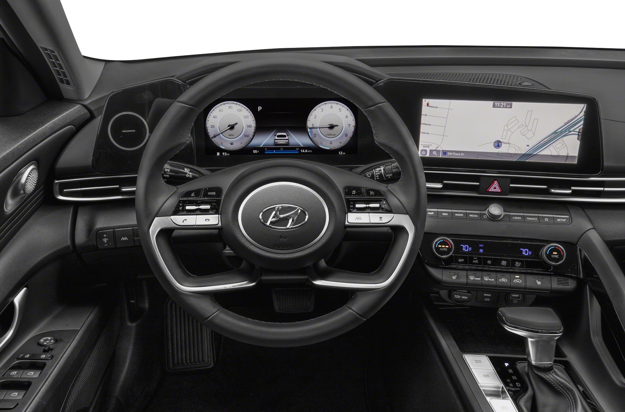Digital instrument cluster and infotainment display with steering wheel controls