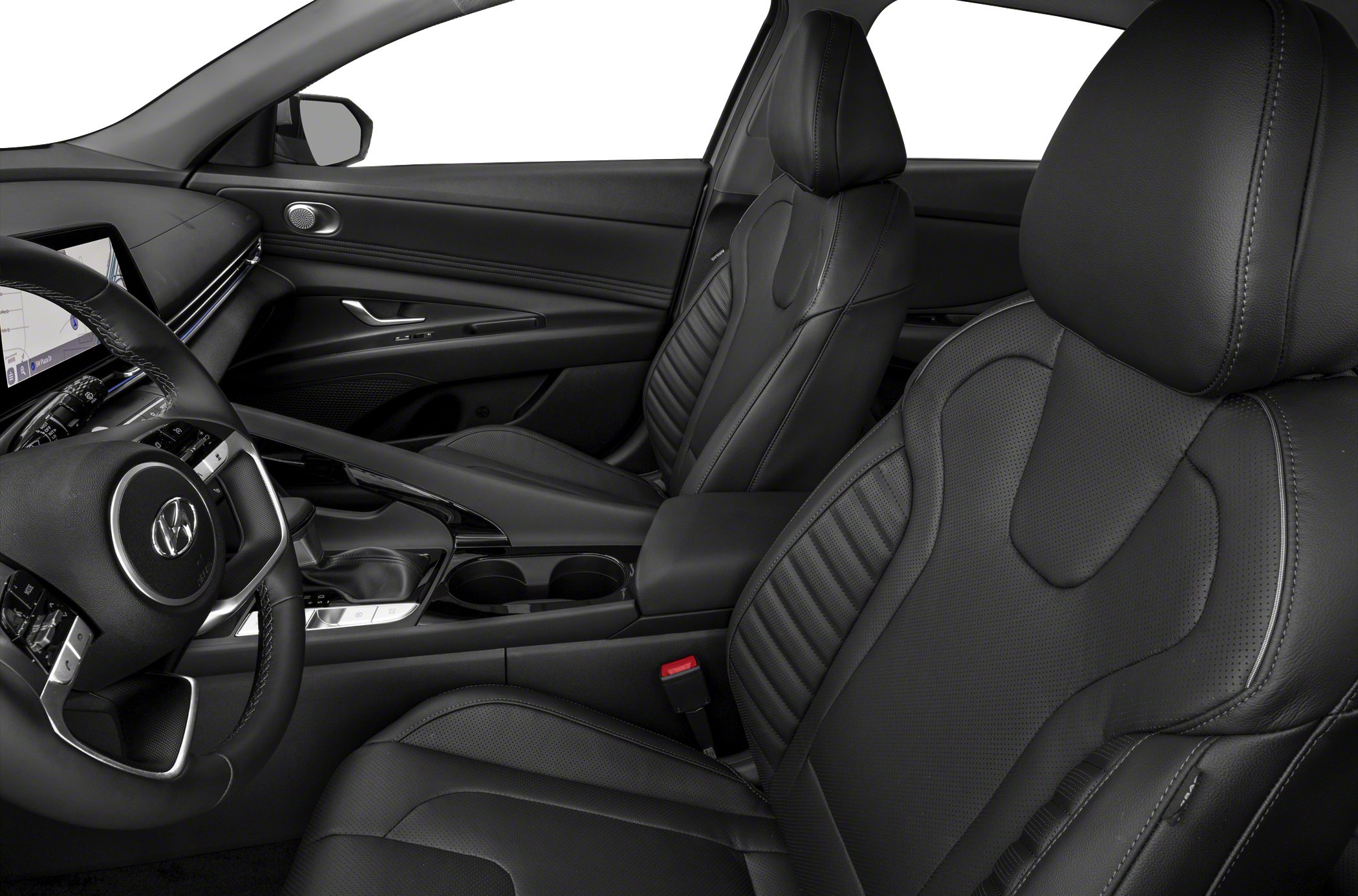 Premium black leather seats and modern interior dashboard