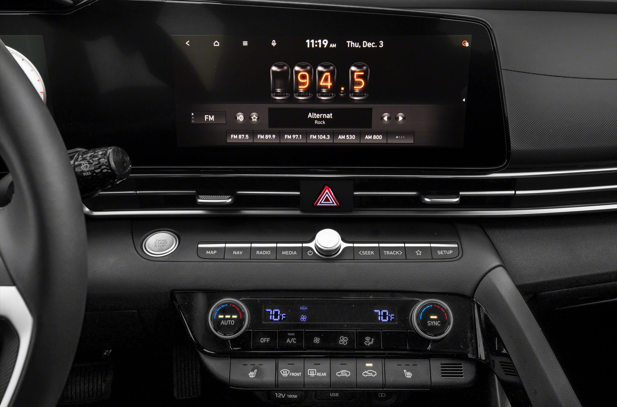 Digital touchscreen infotainment and climate control dashboard