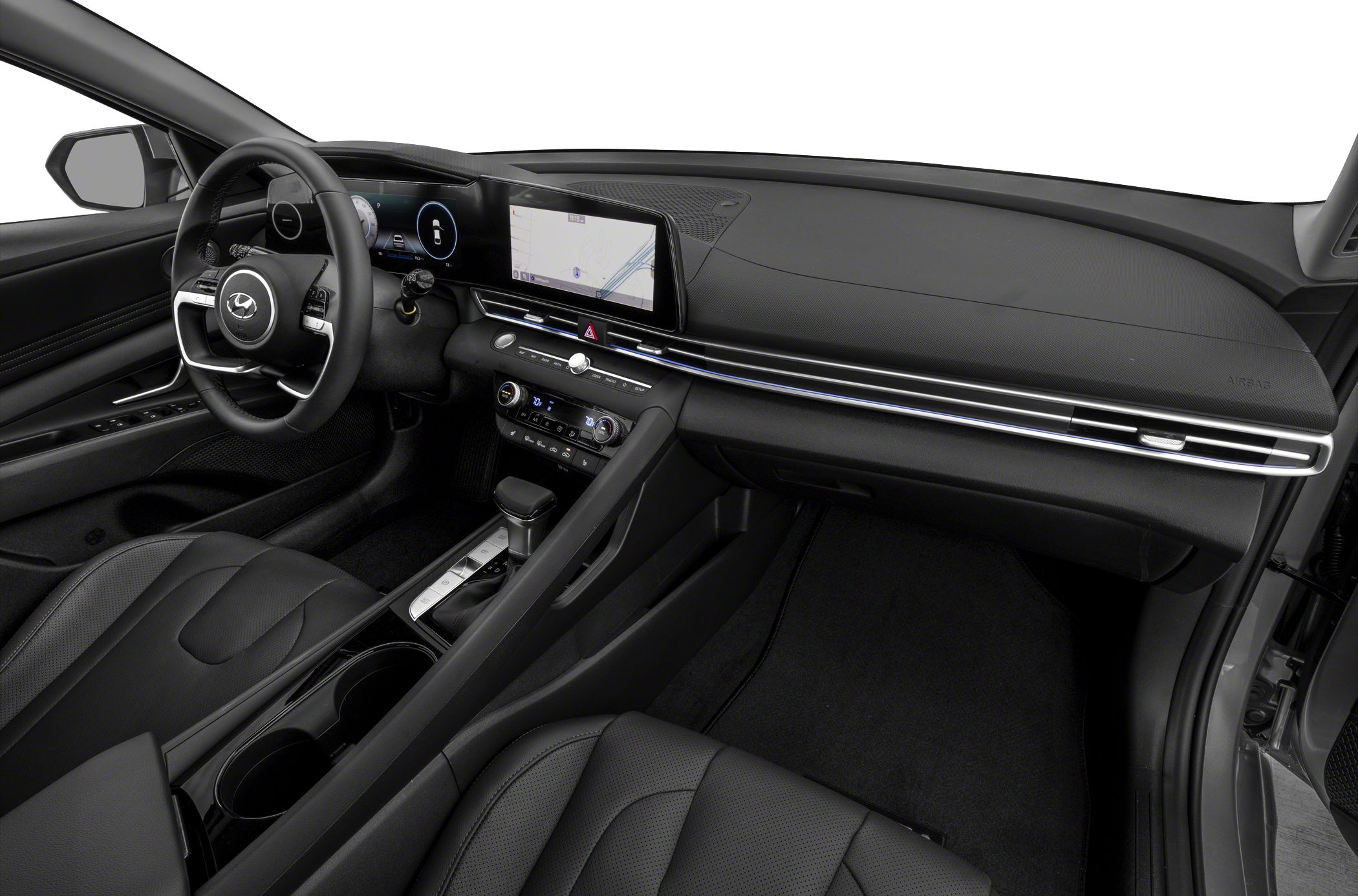 Digital dashboard with touchscreen navigation and modern console design