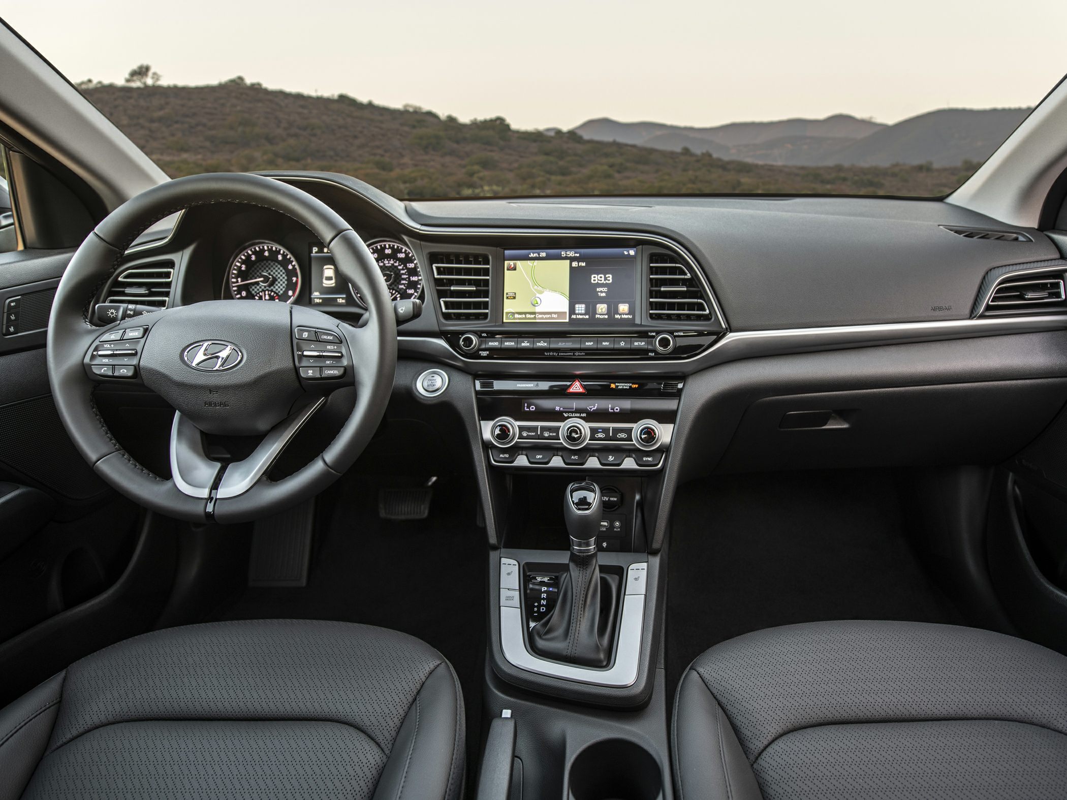 Dashboard, steering wheel, infotainment system, center console
