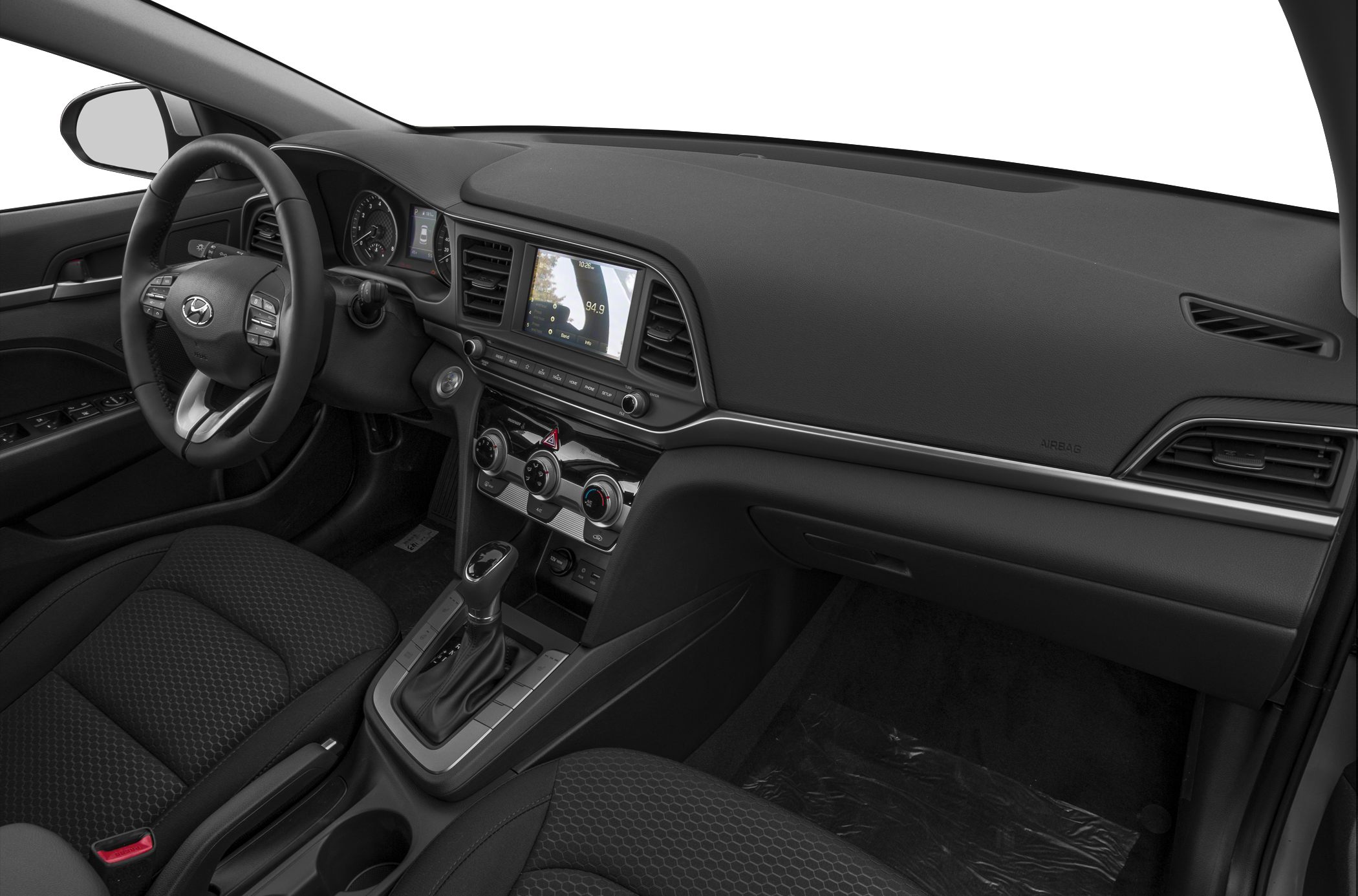 Modern dashboard with infotainment screen and automatic gear selector