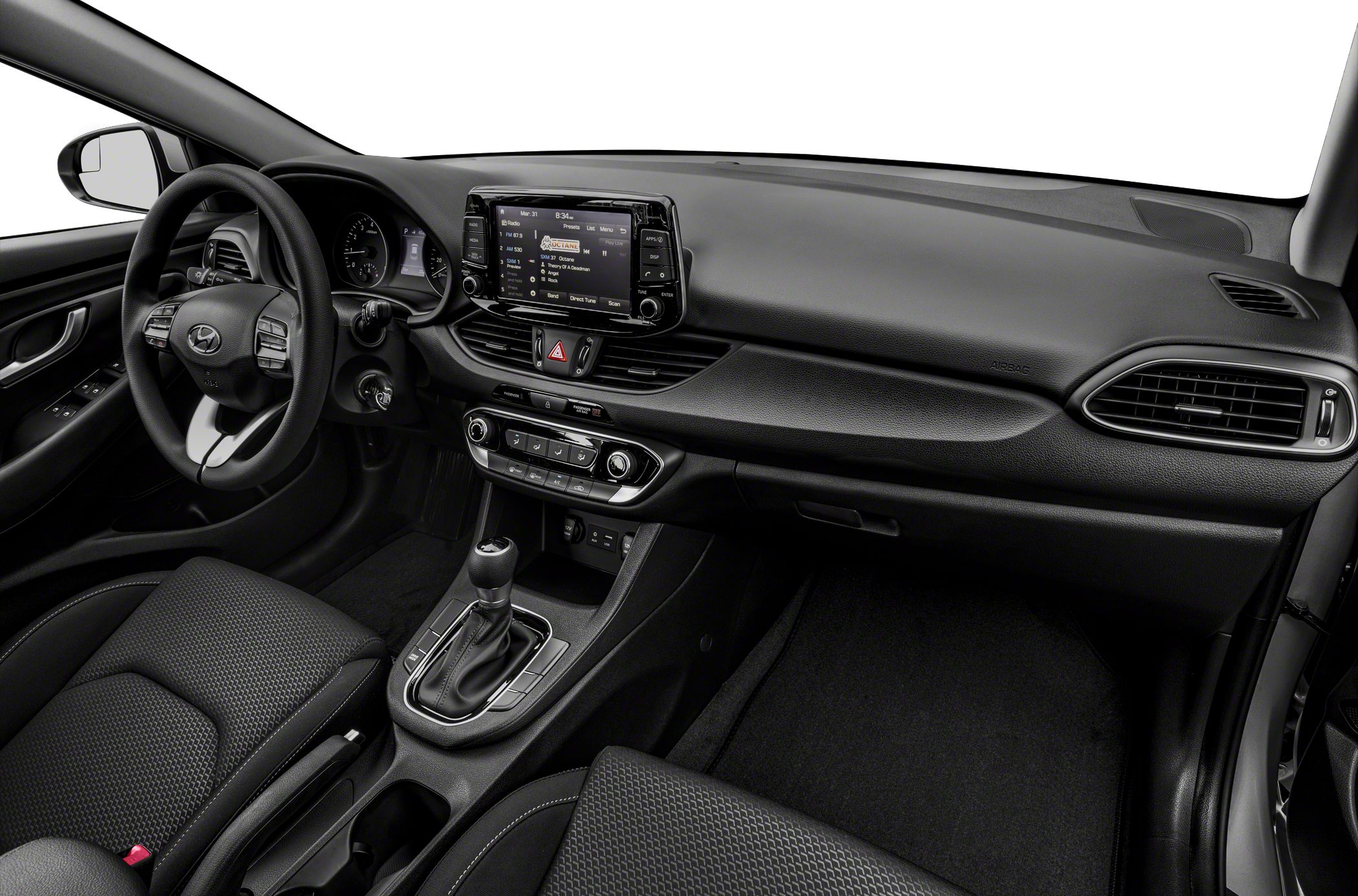 Modern dashboard with touchscreen infotainment and ergonomic center console