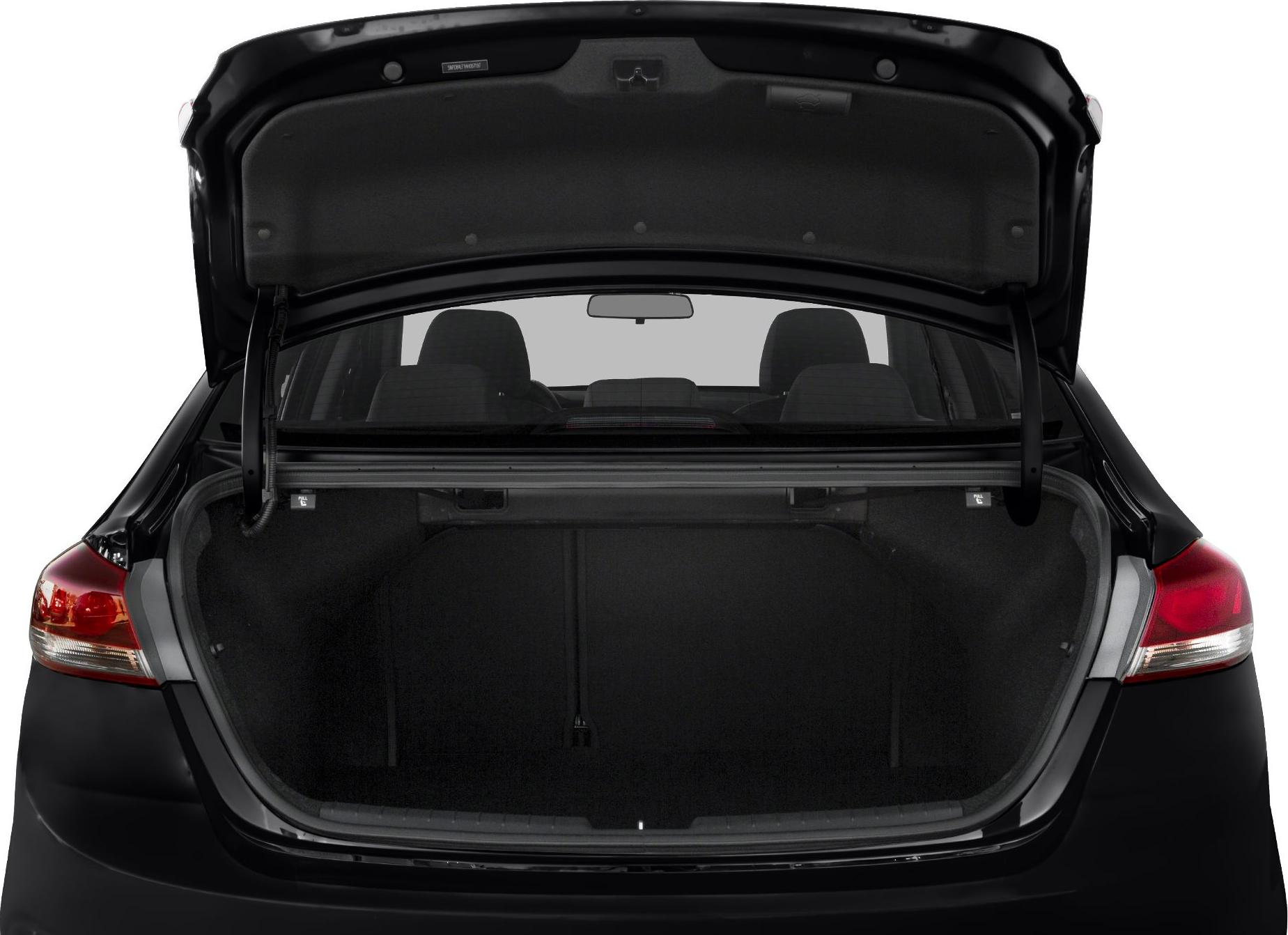 Open rear trunk with spacious cargo area and rear seats visible