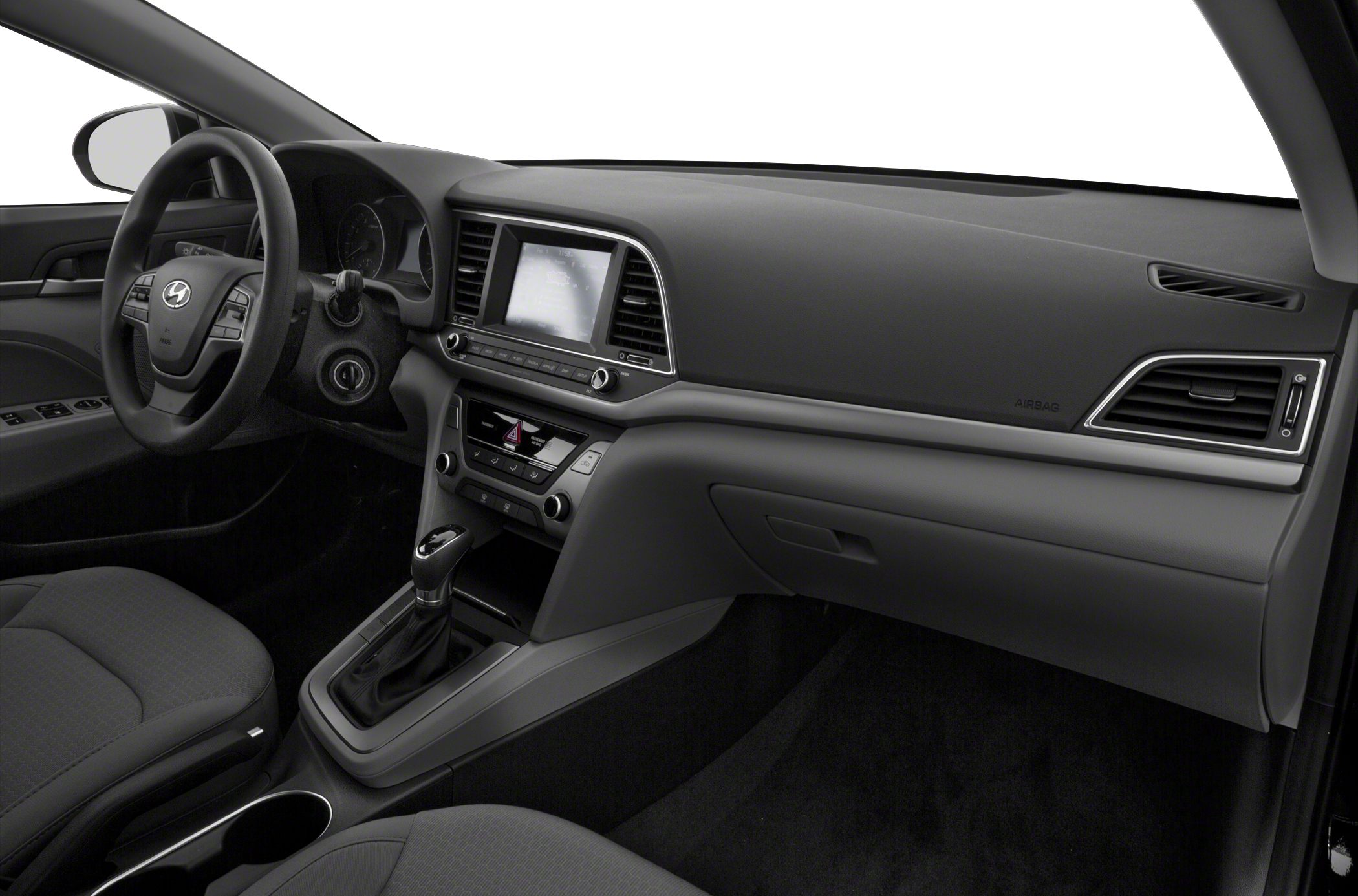 Modern car interior with dashboard and center console