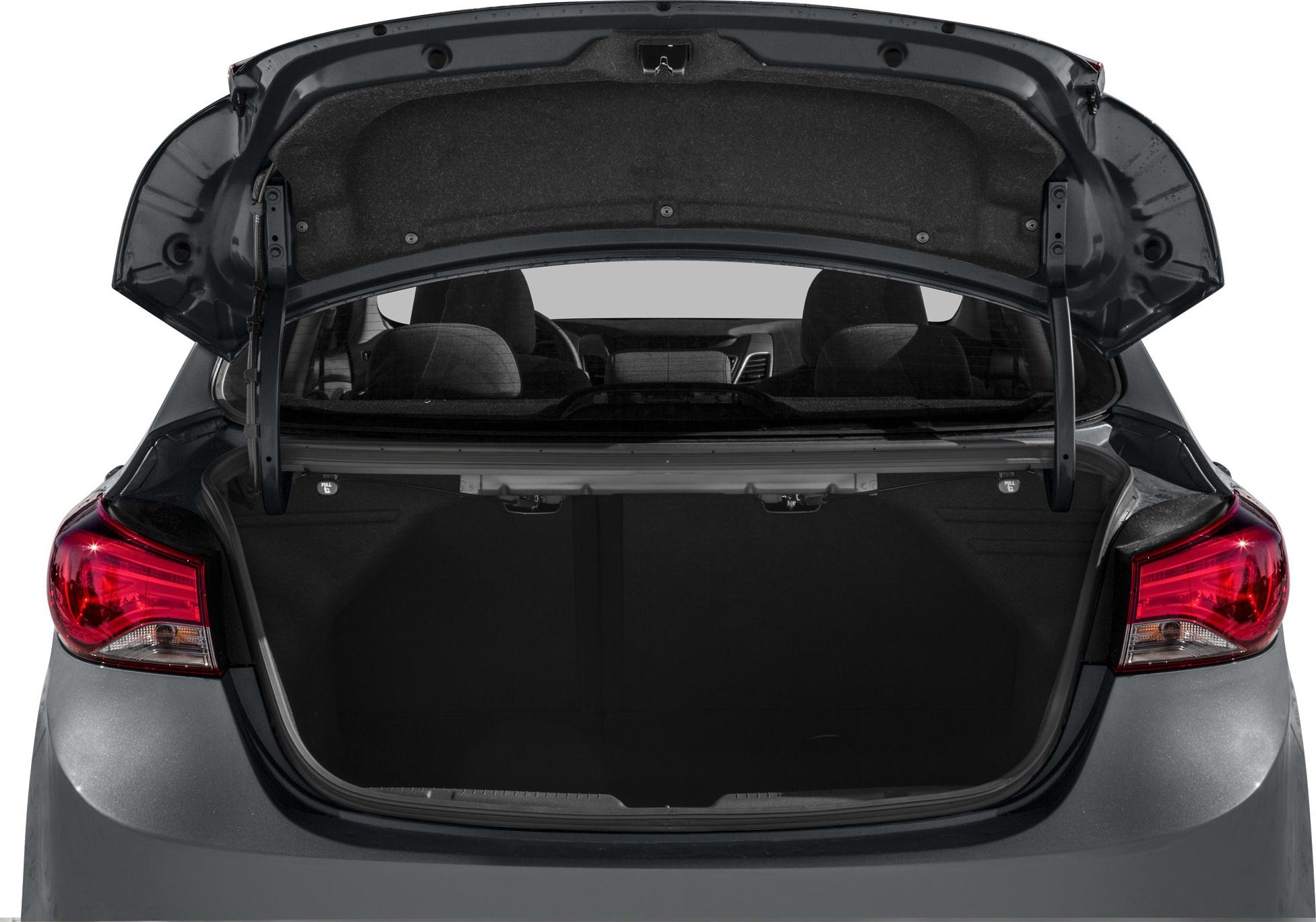 Open trunk hatchback rear with visible spacious cargo area and rear seats