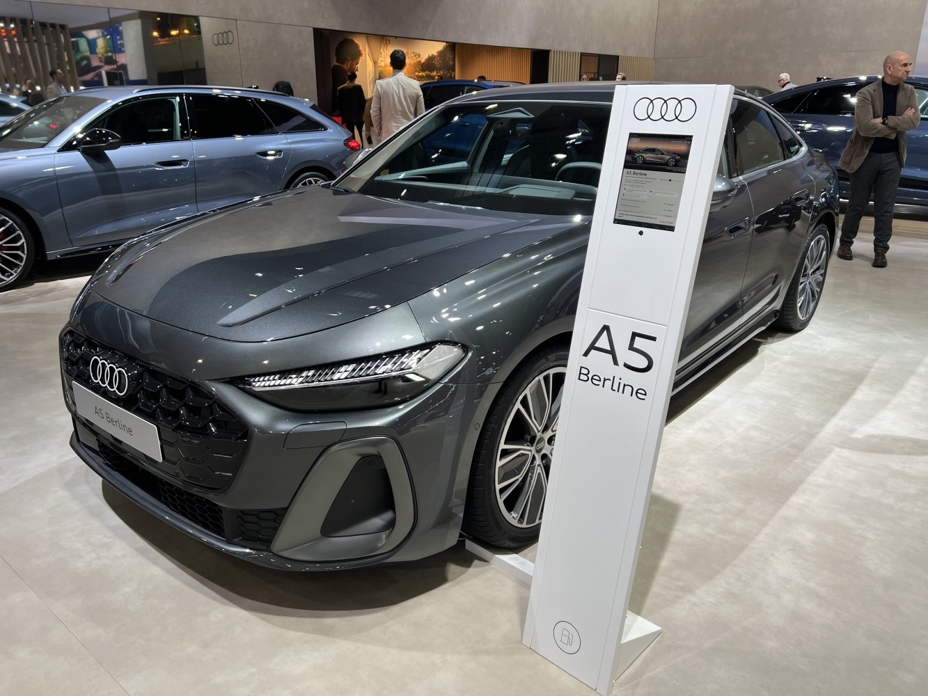 Front grille with LED headlights and alloy wheel design