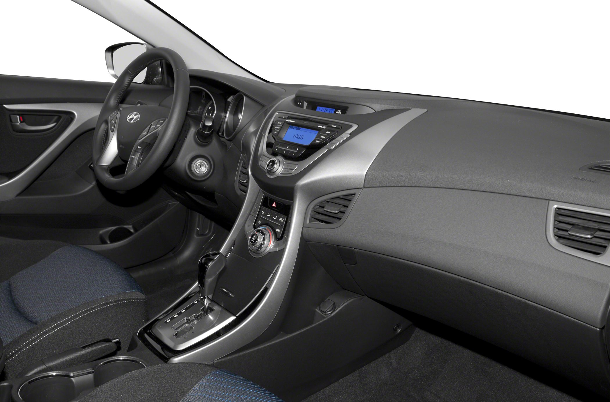 Dashboard and steering wheel with center console and automatic gear shift