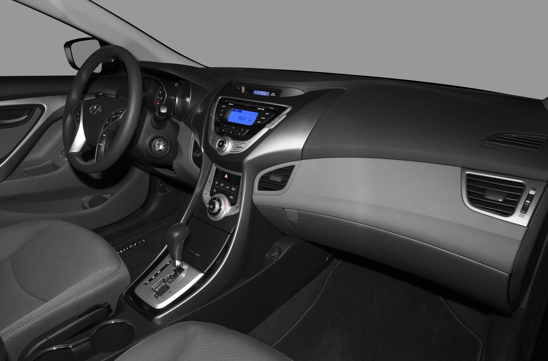 Dashboard and center console with digital display and gear shift