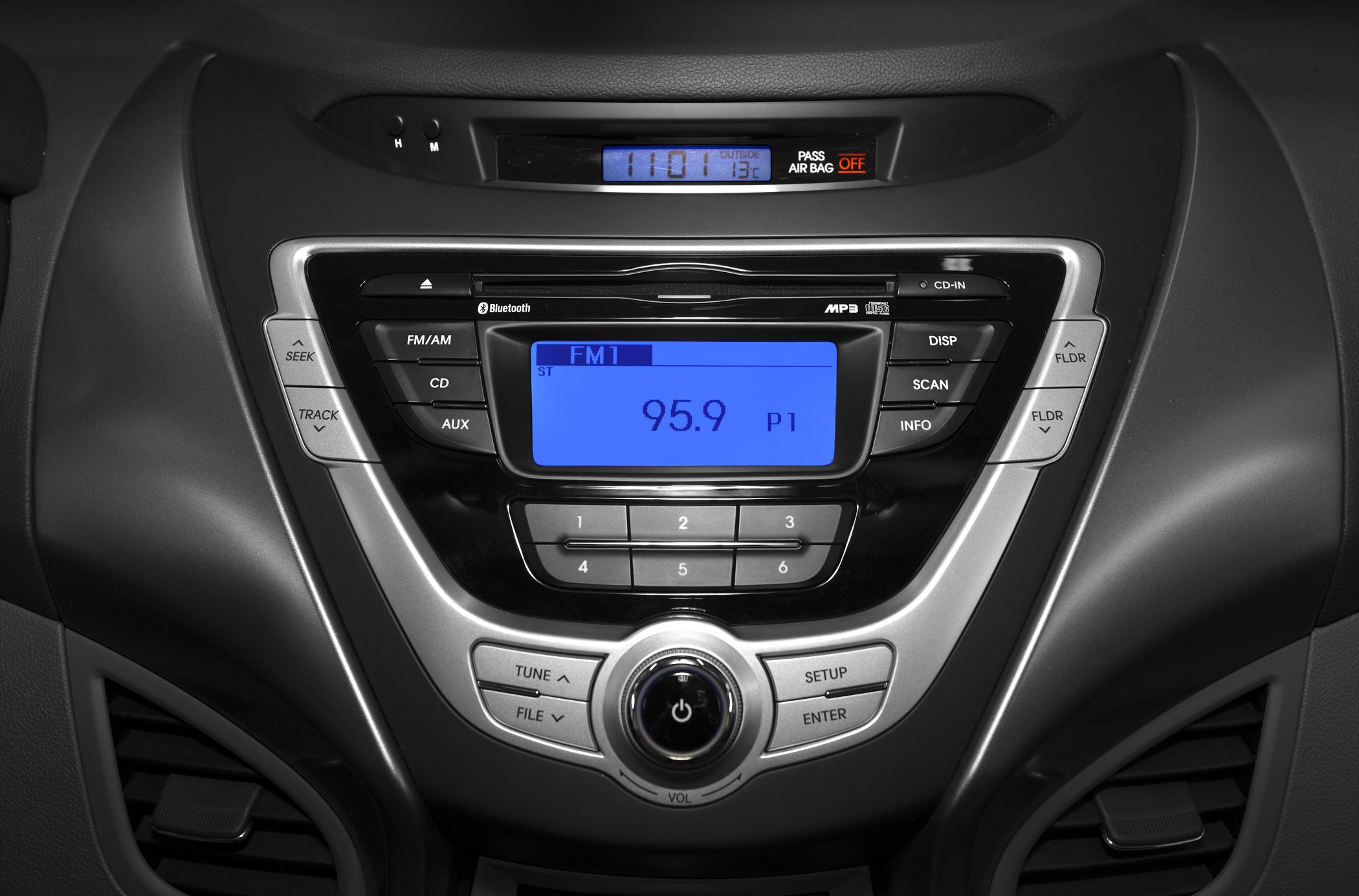 Car stereo system with Bluetooth and digital display in dashboard console
