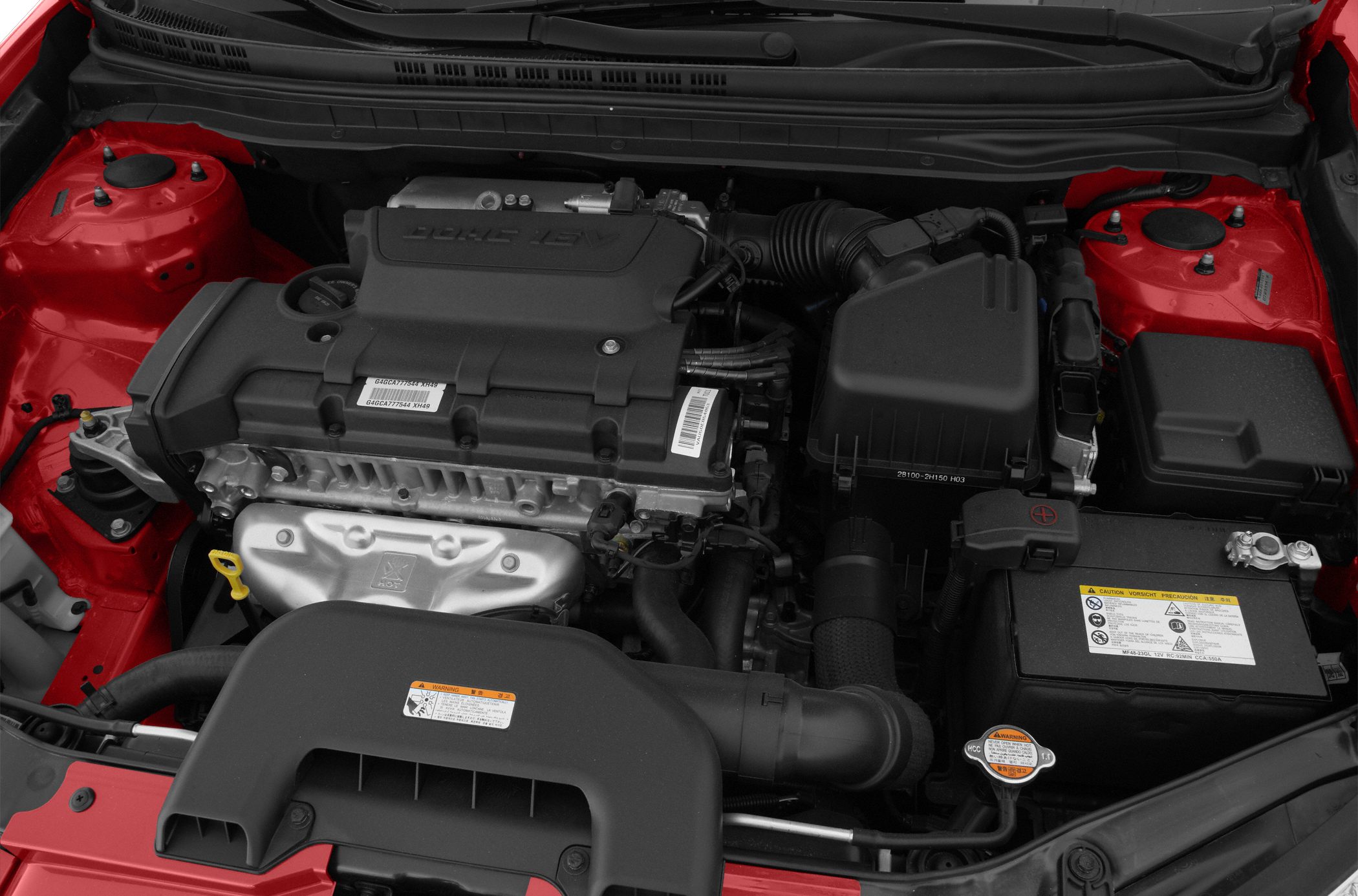 Engine bay with inline engine and battery layout