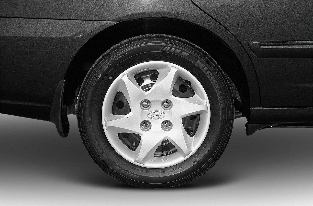 Close-up of alloy wheel and Michelin tire on vehicle rear side